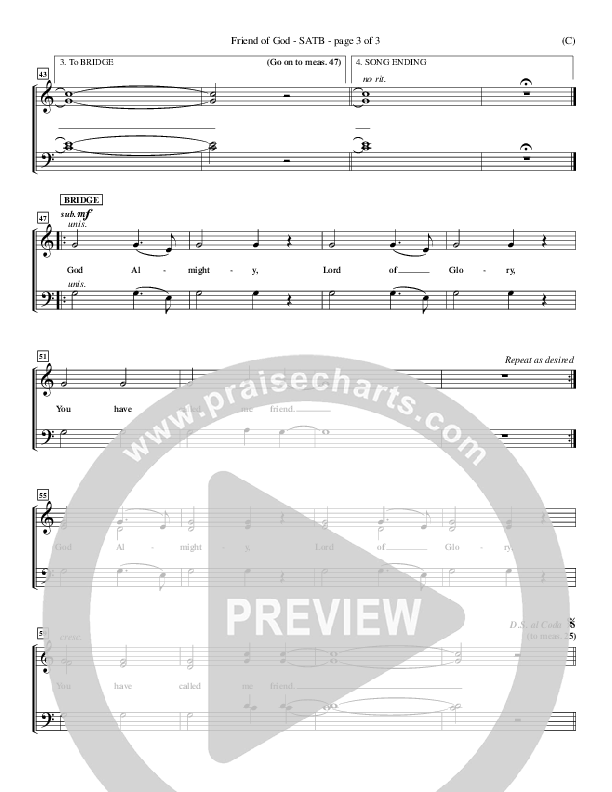 Friend Of God Choir Sheet (SATB) (Israel Houghton)