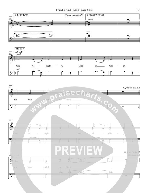 Friend Of God Choir Sheet (SATB) (Israel Houghton)