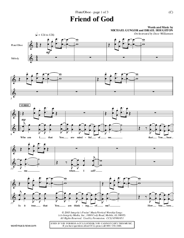 Friend Of God Flute/Oboe (Israel Houghton)