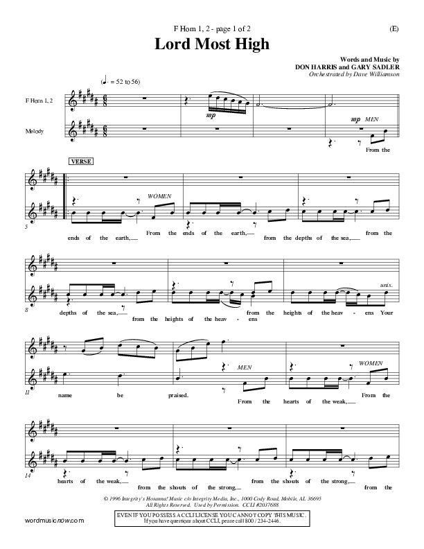 Lord Most High French Horn 1/2 (Gary Sadler)