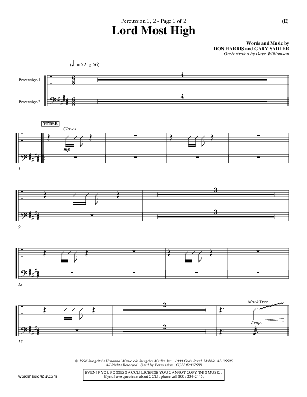 Lord Most High Percussion 1/2 (Gary Sadler)