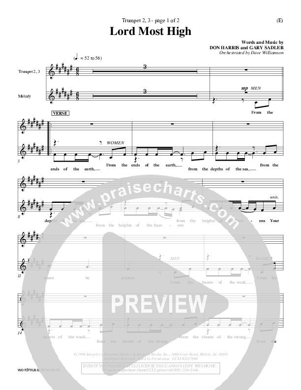 Lord Most High Trumpet 2/3 (Gary Sadler)