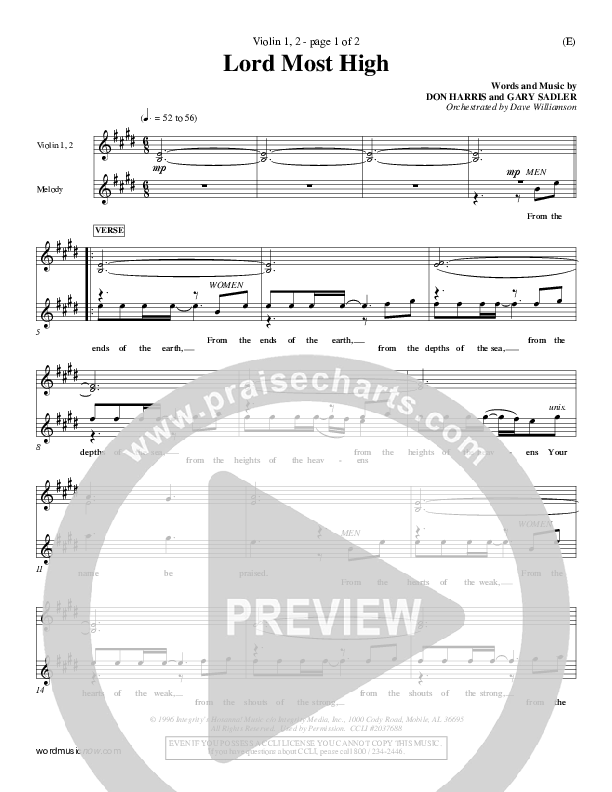 Lord Most High Violin 1/2 (Gary Sadler)