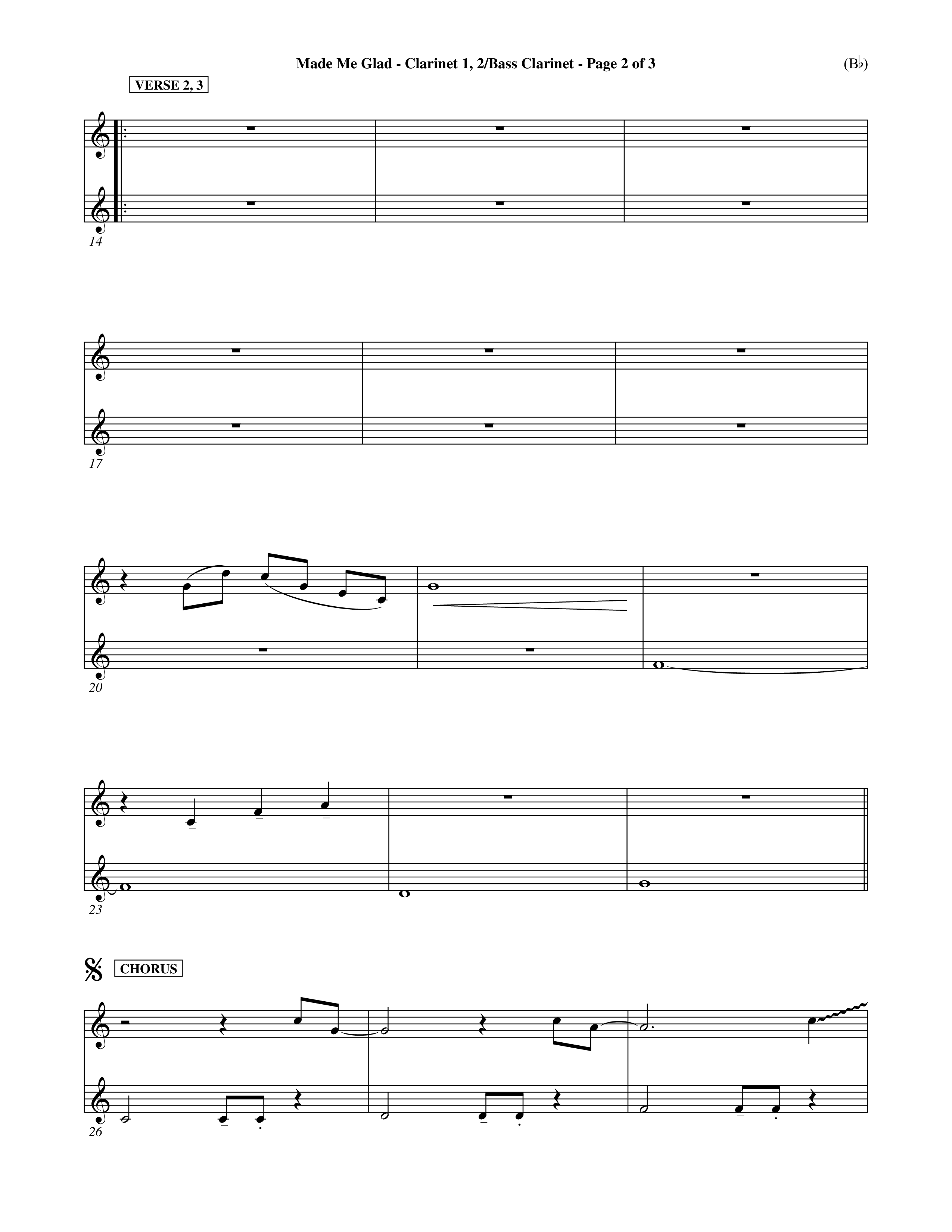 Made Me Glad (Choral Anthem SATB) Clarinet 1/2, Bass Clarinet (Word Music Choral / Orch. Dave Williamson)
