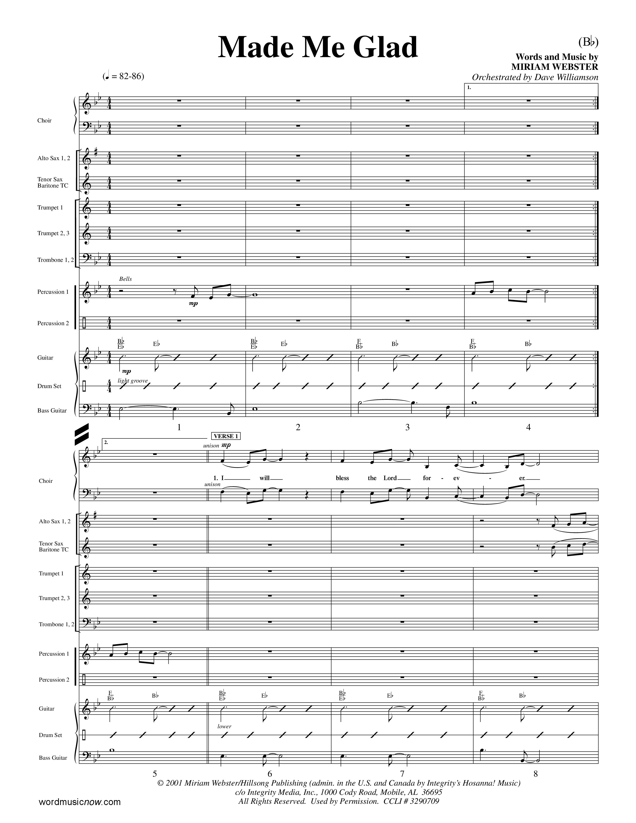 Made Me Glad (Choral Anthem SATB) Conductor's Score (Word Music Choral / Orch. Dave Williamson)