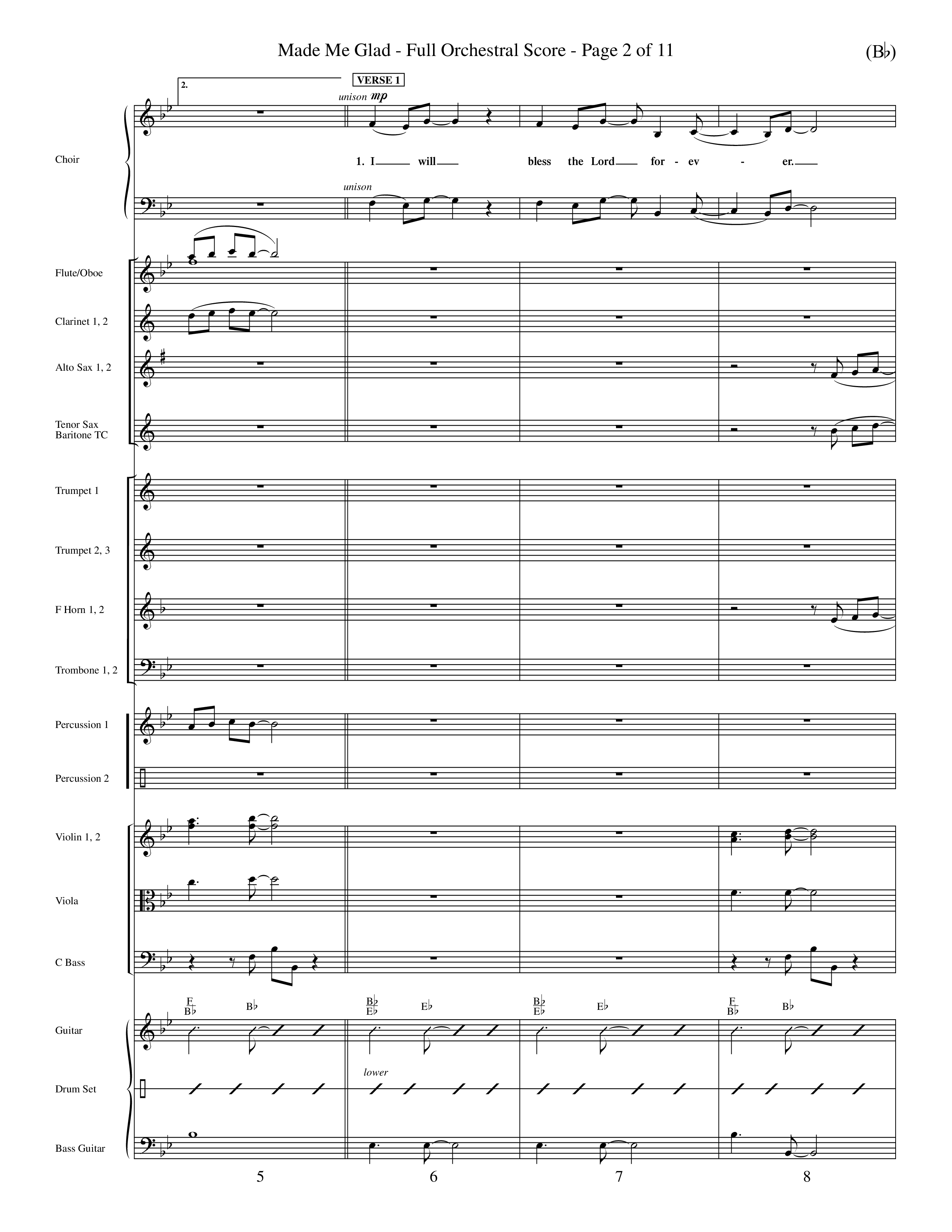 Made Me Glad (Choral Anthem SATB) Orchestration (Word Music Choral / Orch. Dave Williamson)