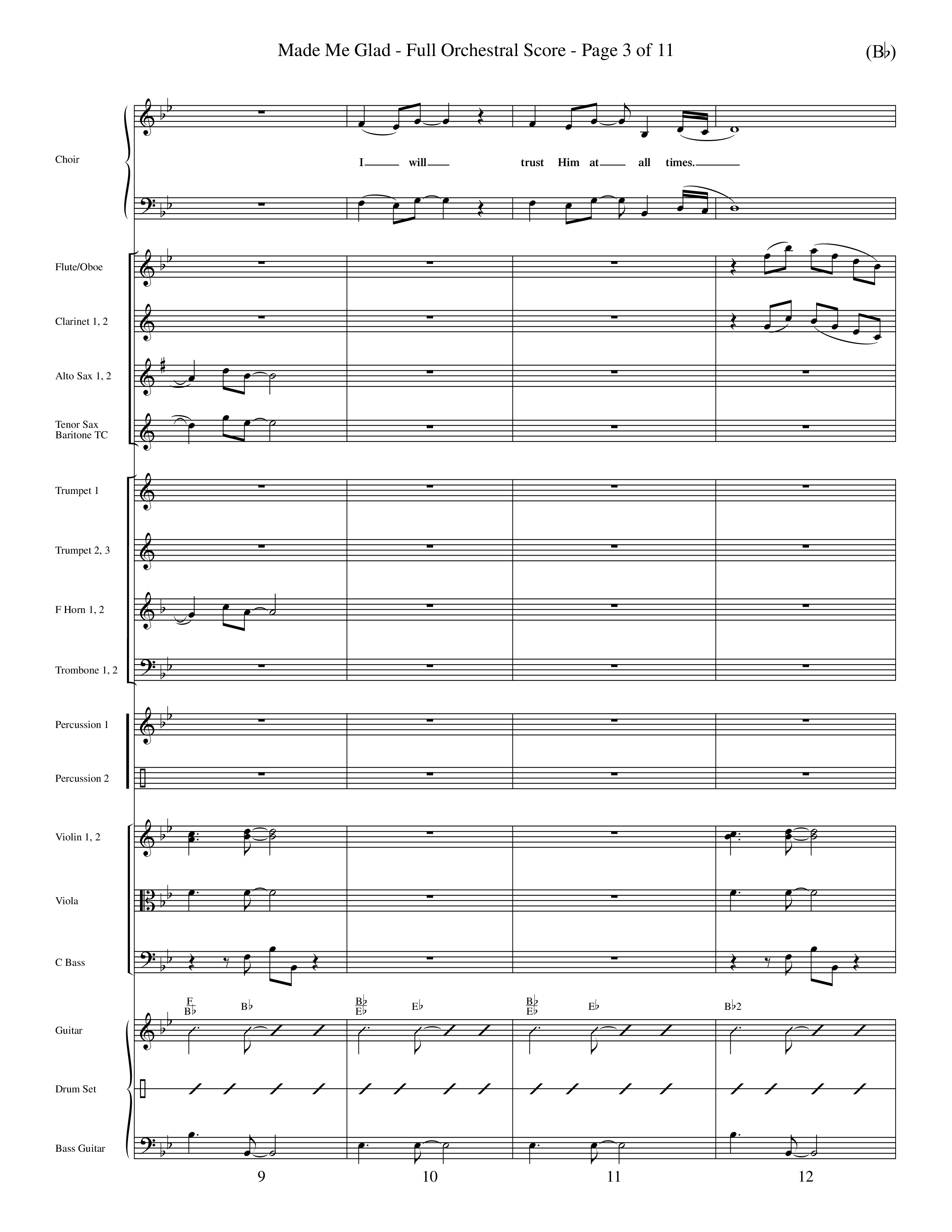 Made Me Glad (Choral Anthem SATB) Orchestration (Word Music Choral / Orch. Dave Williamson)