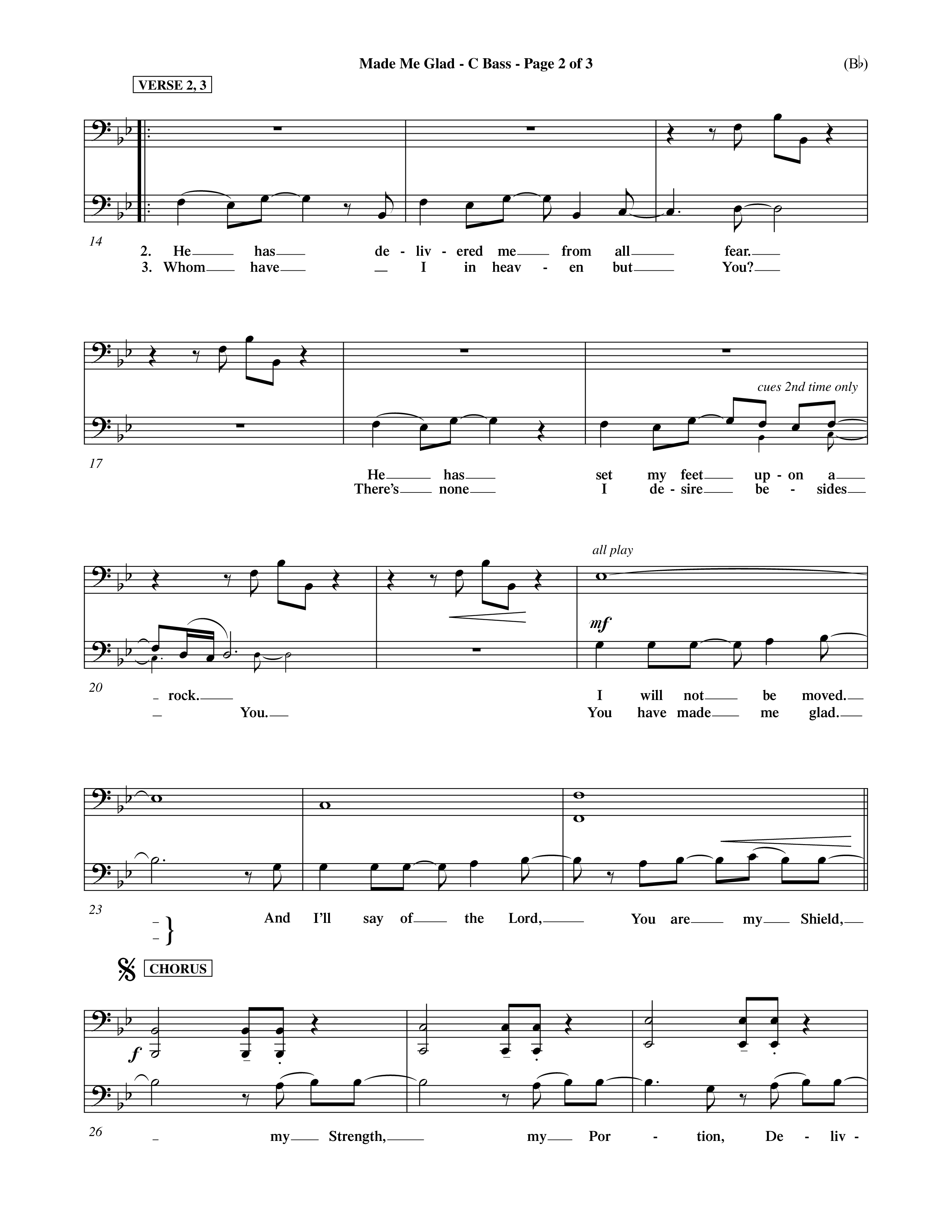 Made Me Glad (Choral Anthem SATB) Contrabass (Word Music Choral / Orch. Dave Williamson)