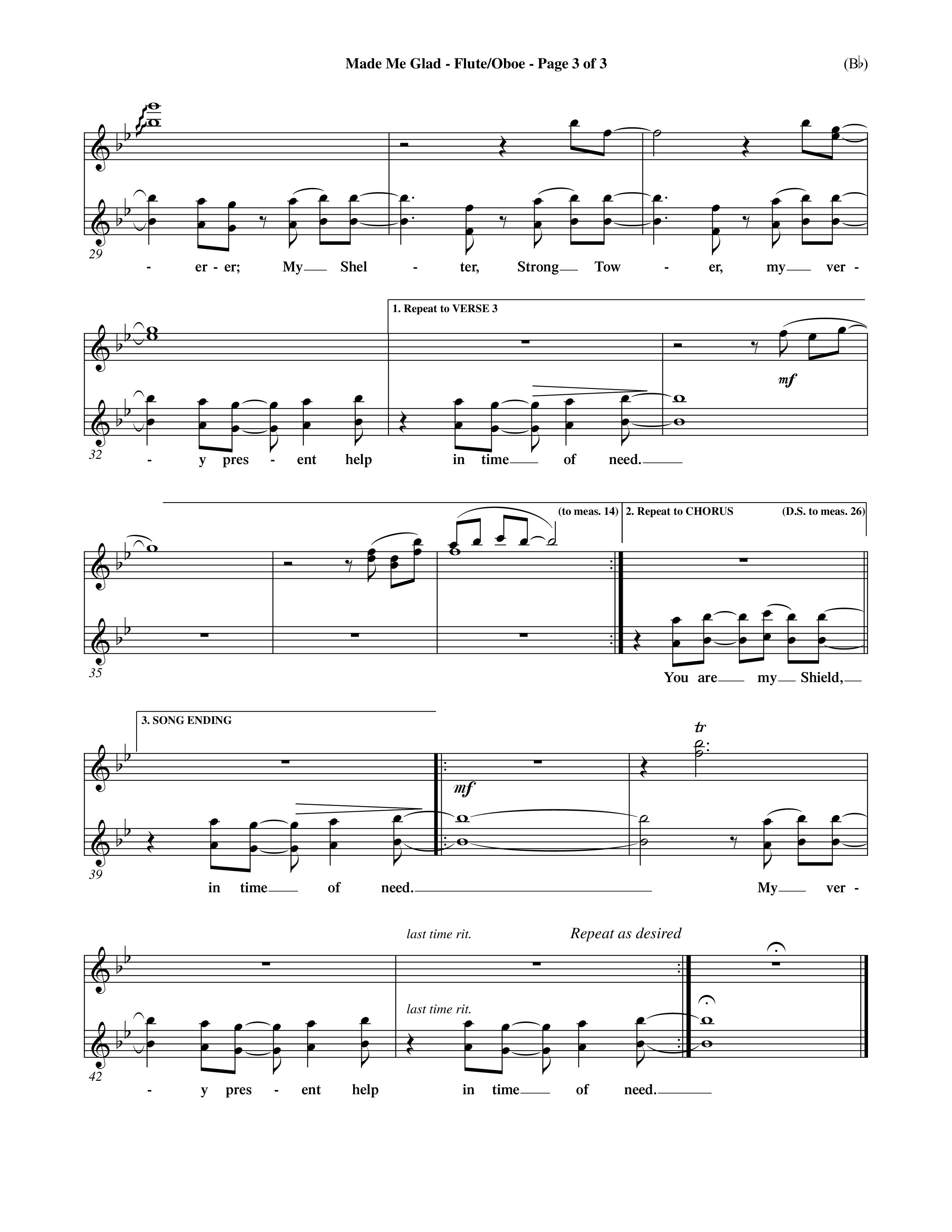 Made Me Glad (Choral Anthem SATB) Flute/Oboe (Word Music Choral / Orch. Dave Williamson)