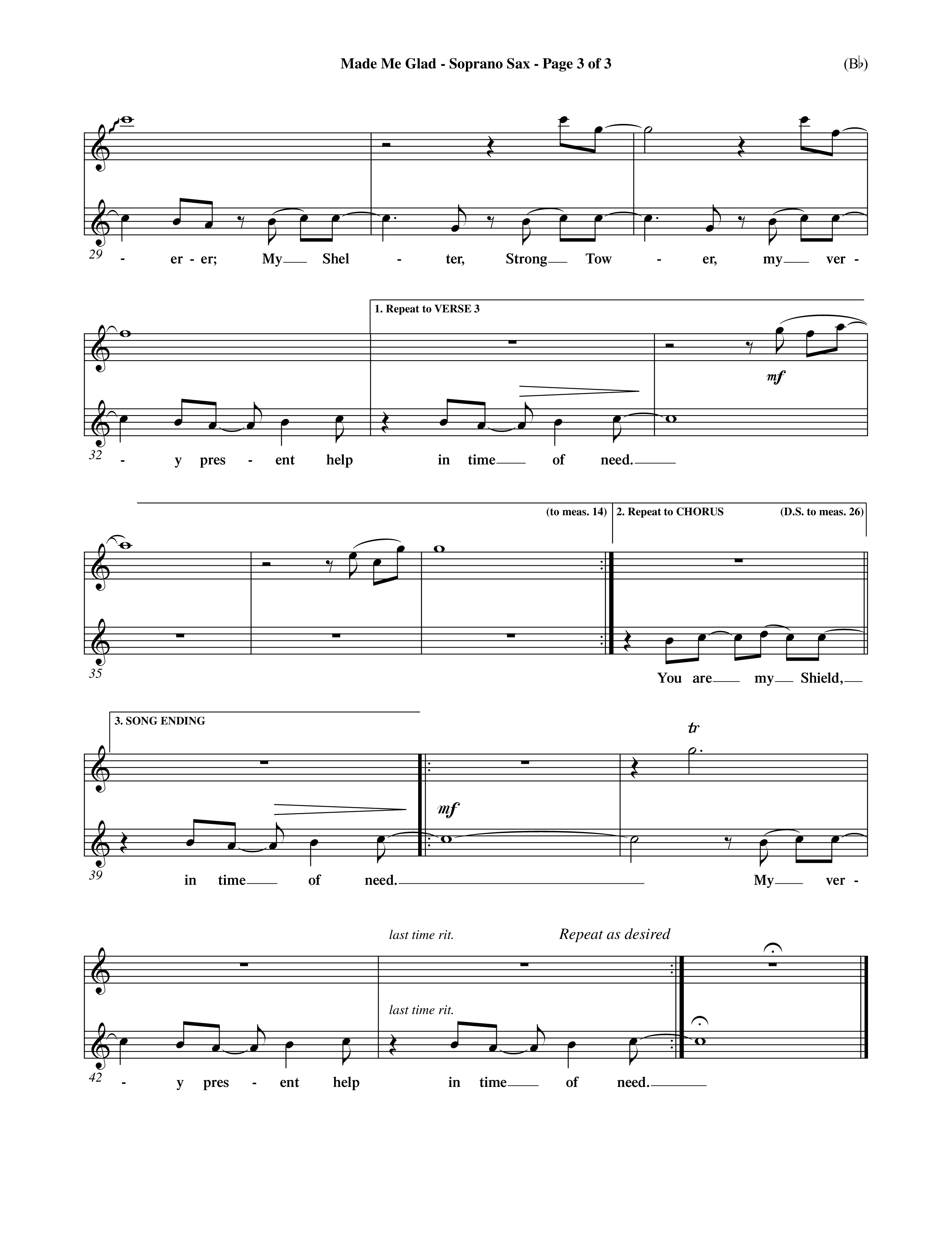 Made Me Glad (Choral Anthem SATB) Saxophone (Word Music Choral / Orch. Dave Williamson)