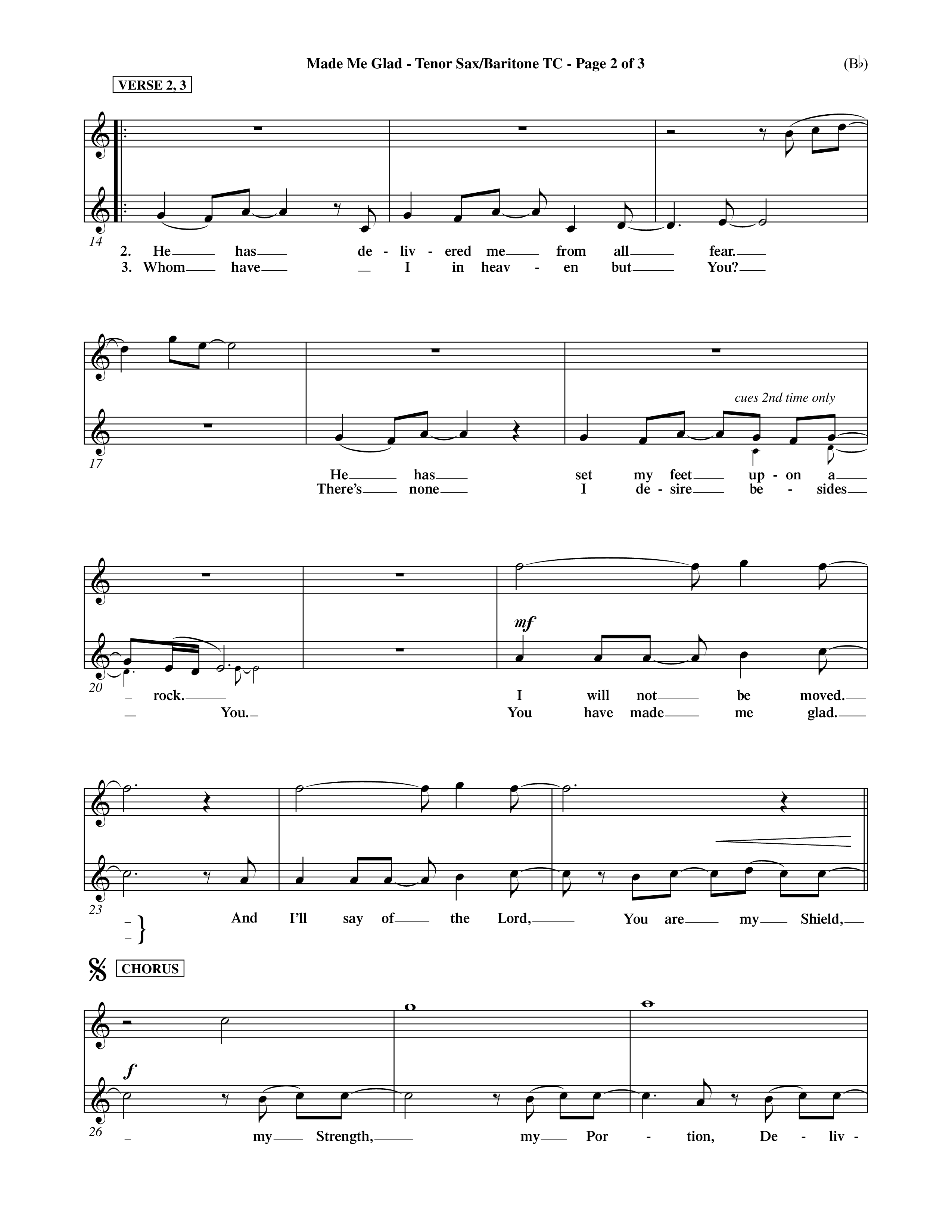 Made Me Glad (Choral Anthem SATB) Tenor Sax/Baritone T.C. (Word Music Choral / Orch. Dave Williamson)