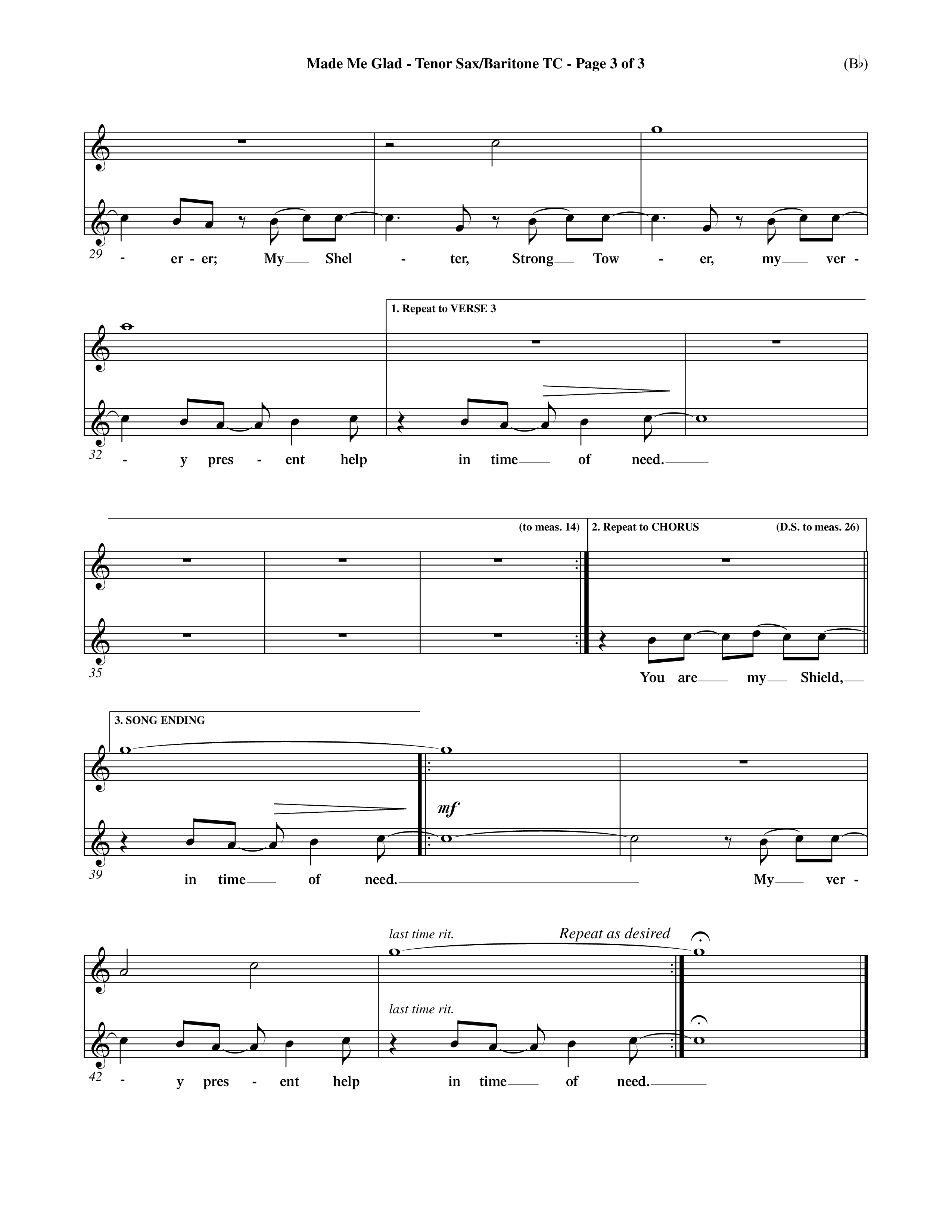 Made Me Glad (Choral Anthem SATB) Tenor Sax/Baritone T.C. (Word Music Choral / Orch. Dave Williamson)