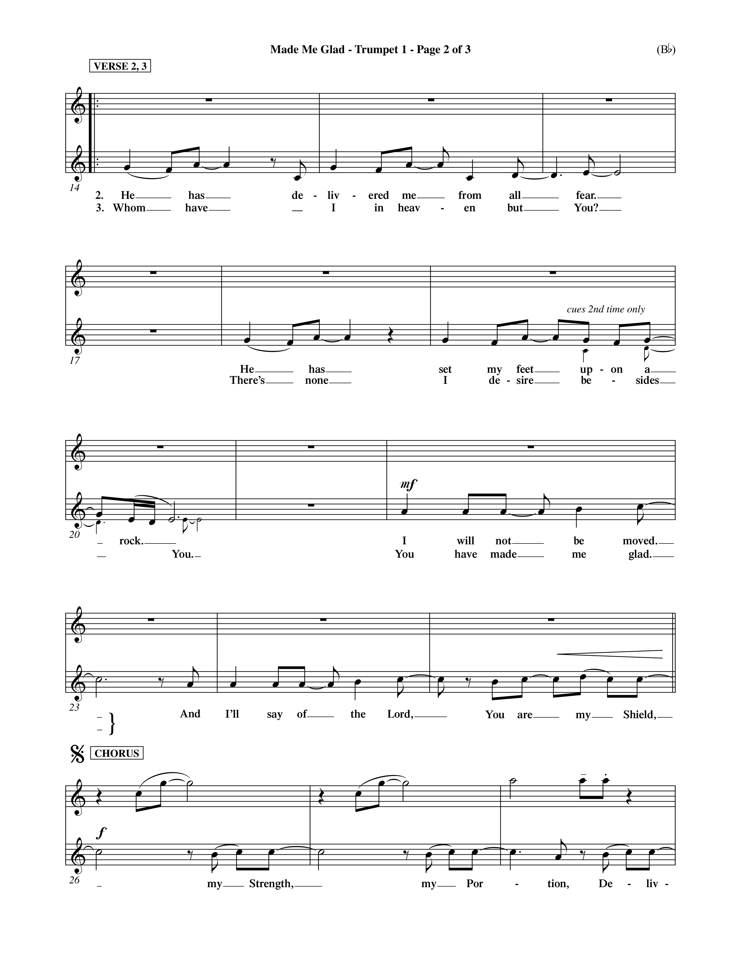 Made Me Glad (Choral Anthem SATB) Trumpet 1 (Word Music Choral / Orch. Dave Williamson)