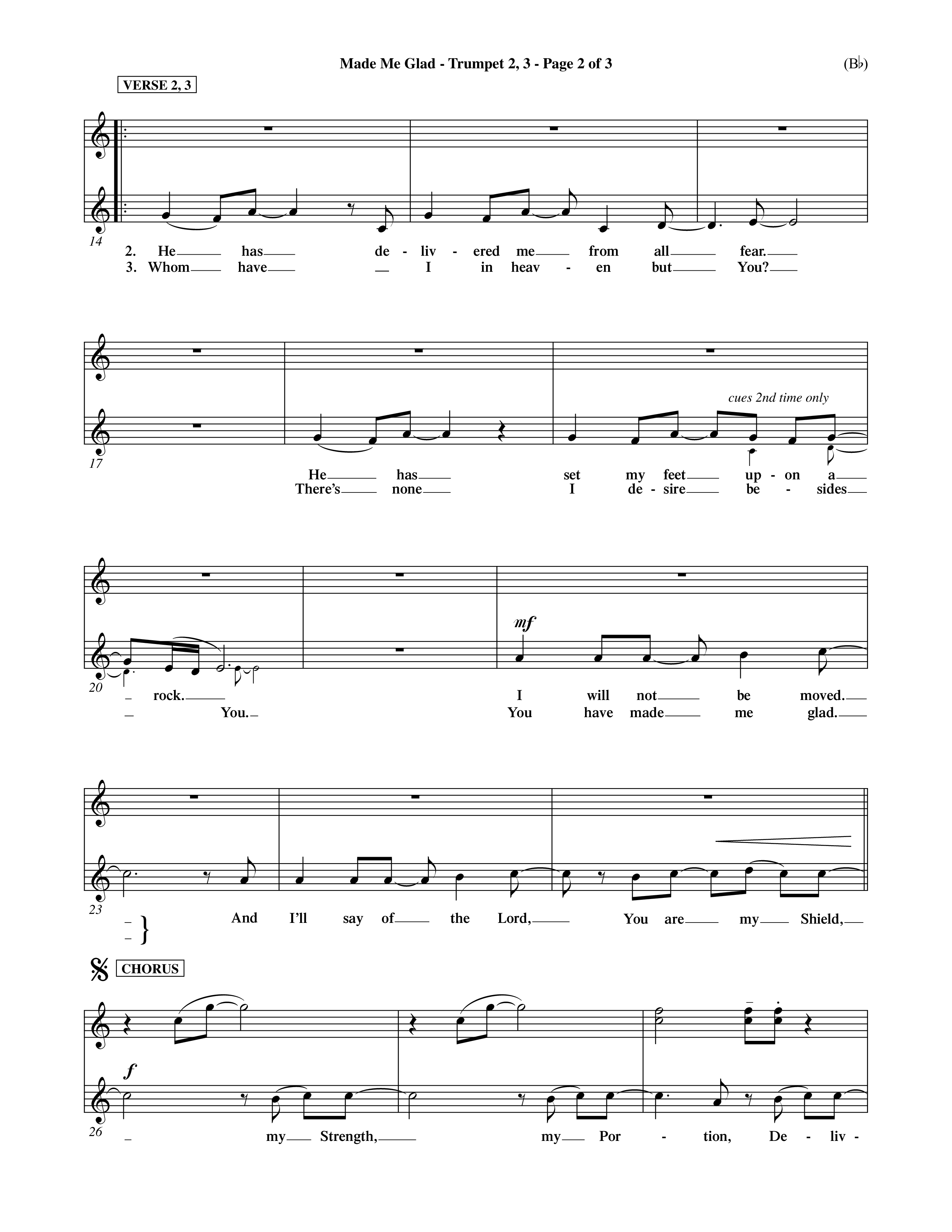 Made Me Glad (Choral Anthem SATB) Trumpet 2/3 (Word Music Choral / Orch. Dave Williamson)