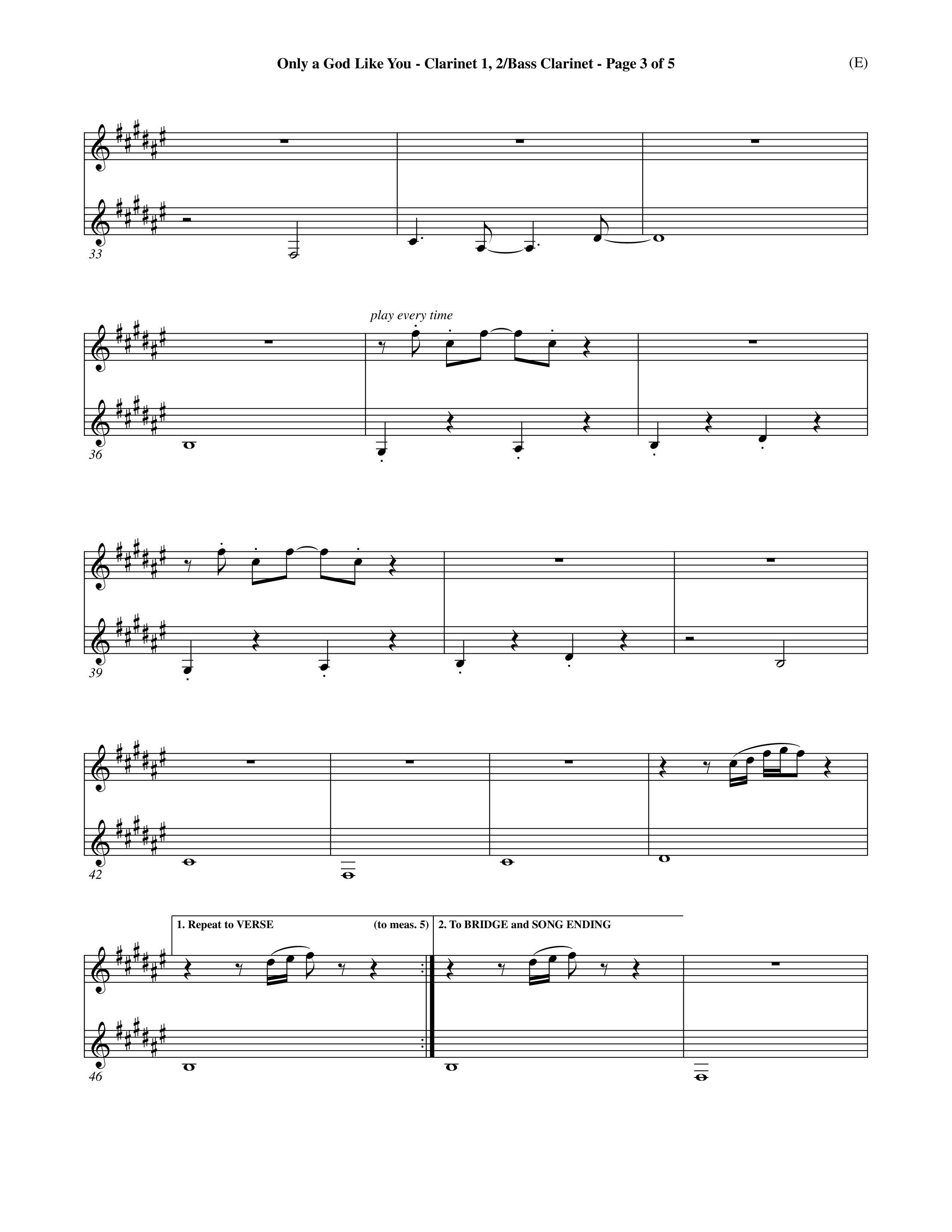 Only A God Like You (Choral Anthem SATB) Clarinet 1/2, Bass Clarinet (Word Music Choral / Orch. Dave Williamson)