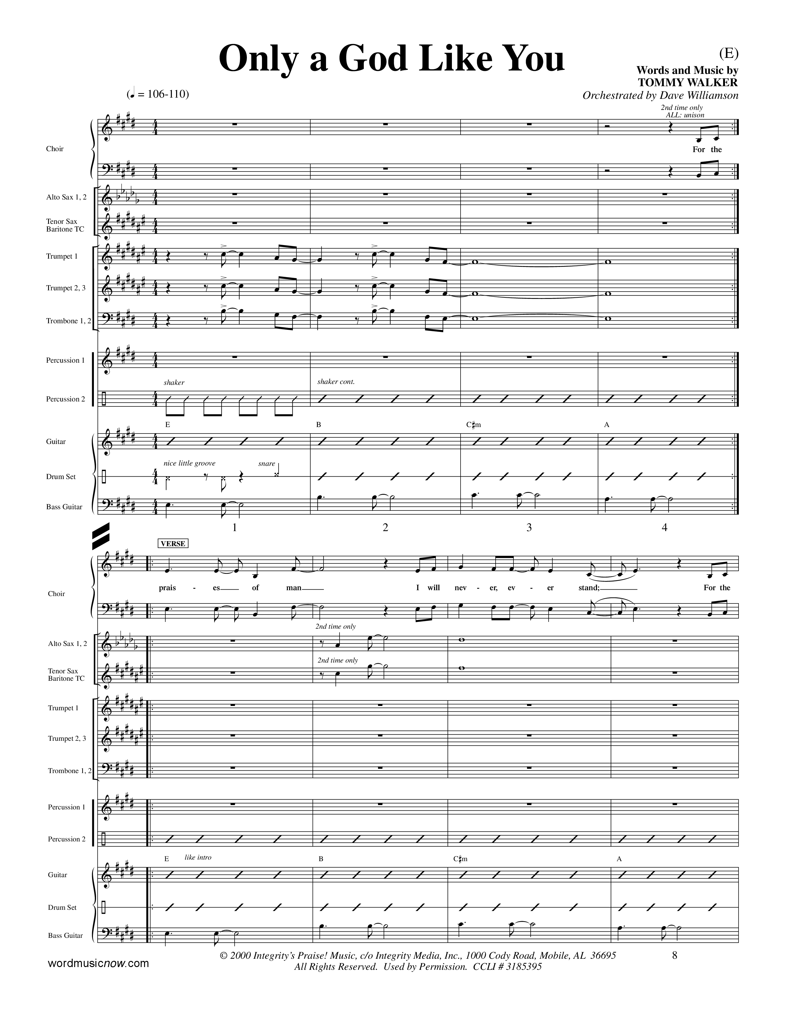 Only A God Like You (Choral Anthem SATB) Conductor's Score (Word Music Choral / Orch. Dave Williamson)