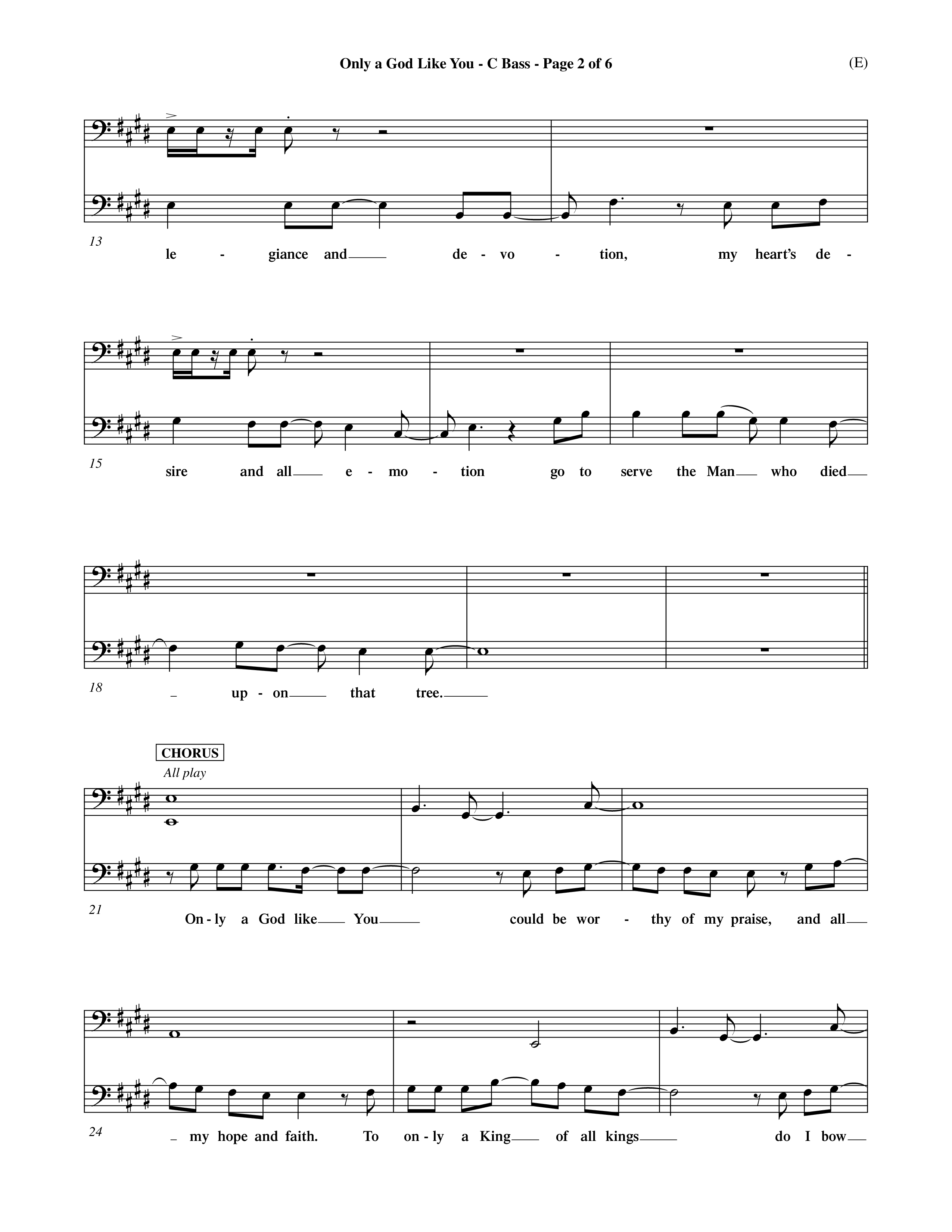 Only A God Like You (Choral Anthem SATB) Contrabass (Word Music Choral / Orch. Dave Williamson)