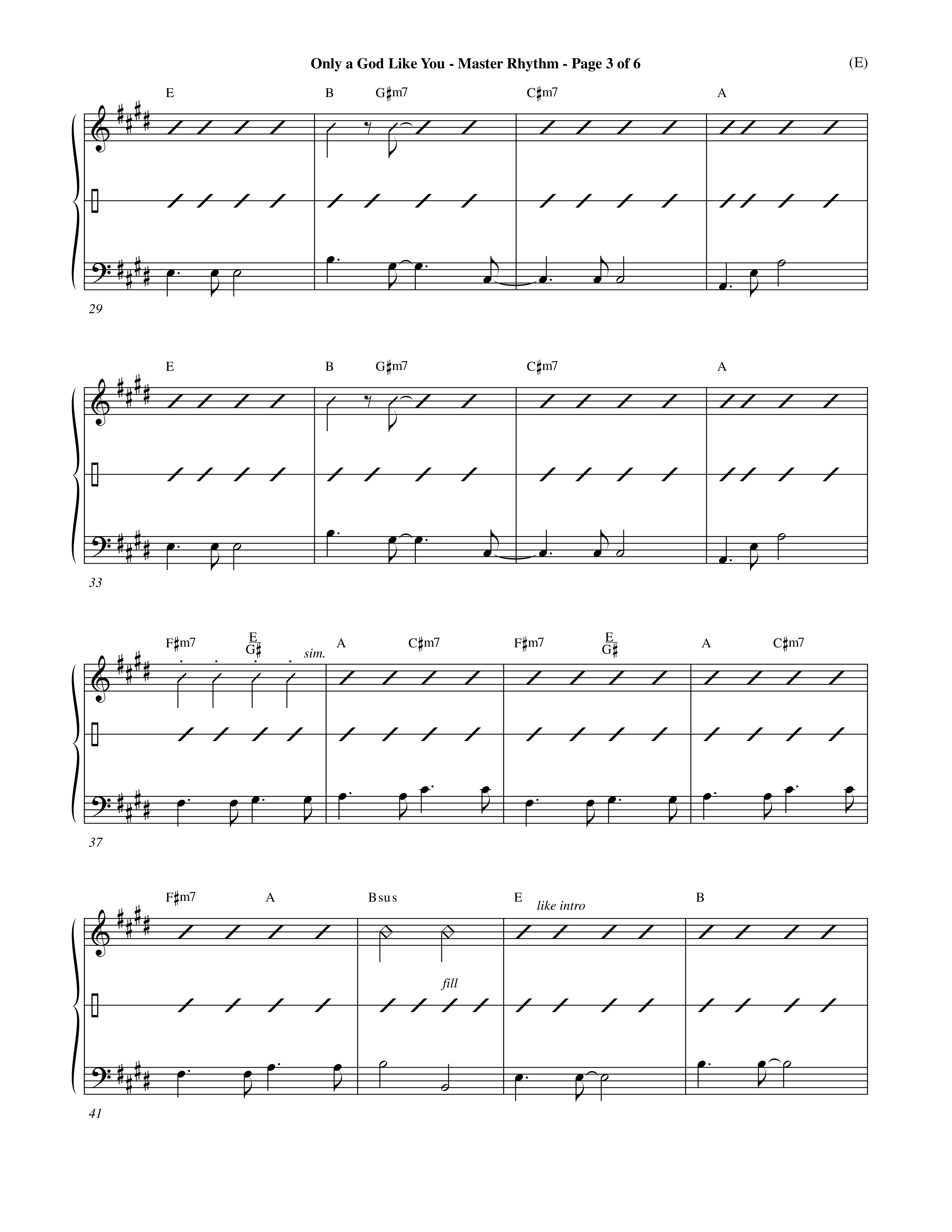 Only A God Like You (Choral Anthem SATB) Rhythm Chart (Word Music Choral / Orch. Dave Williamson)