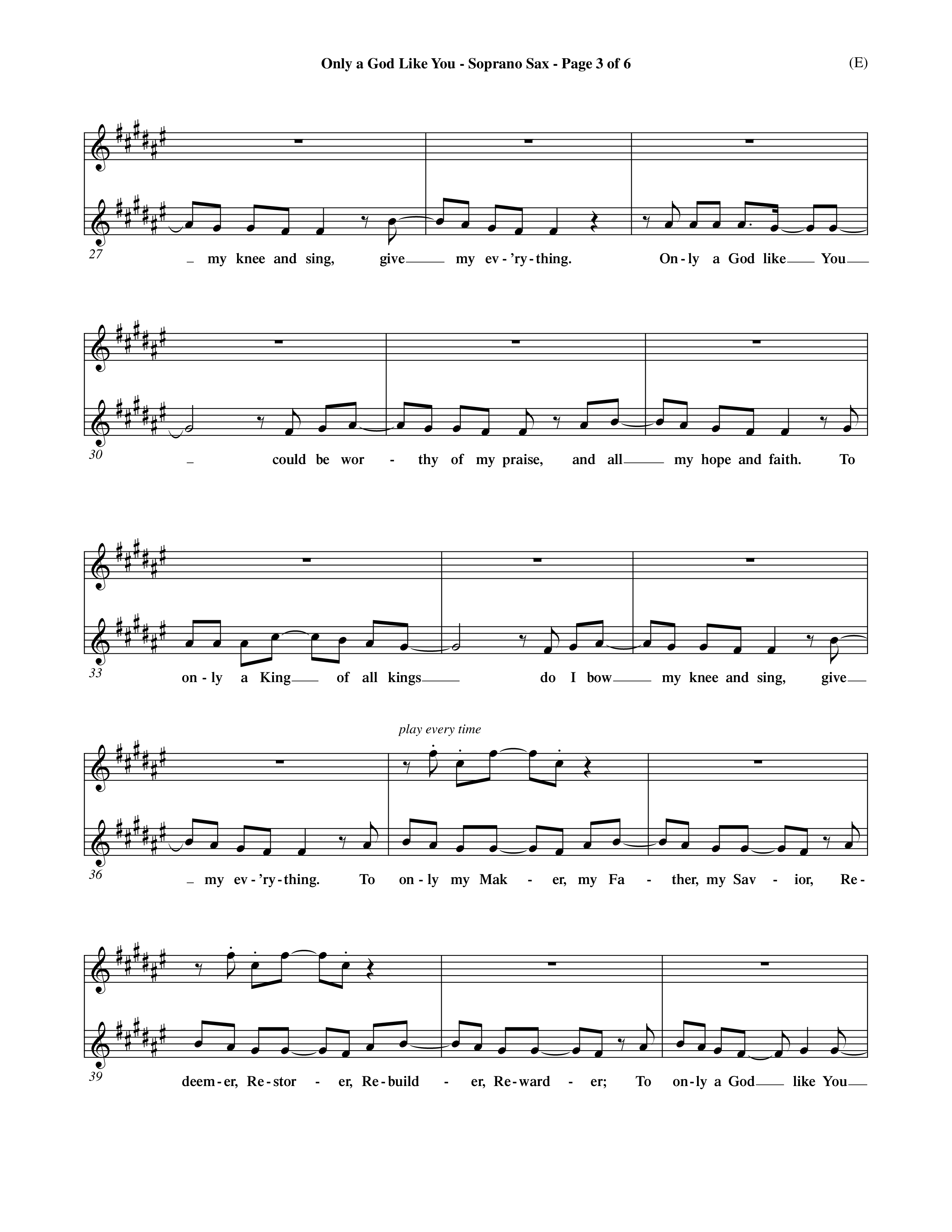 Only A God Like You (Choral Anthem SATB) Saxophone (Word Music Choral / Orch. Dave Williamson)