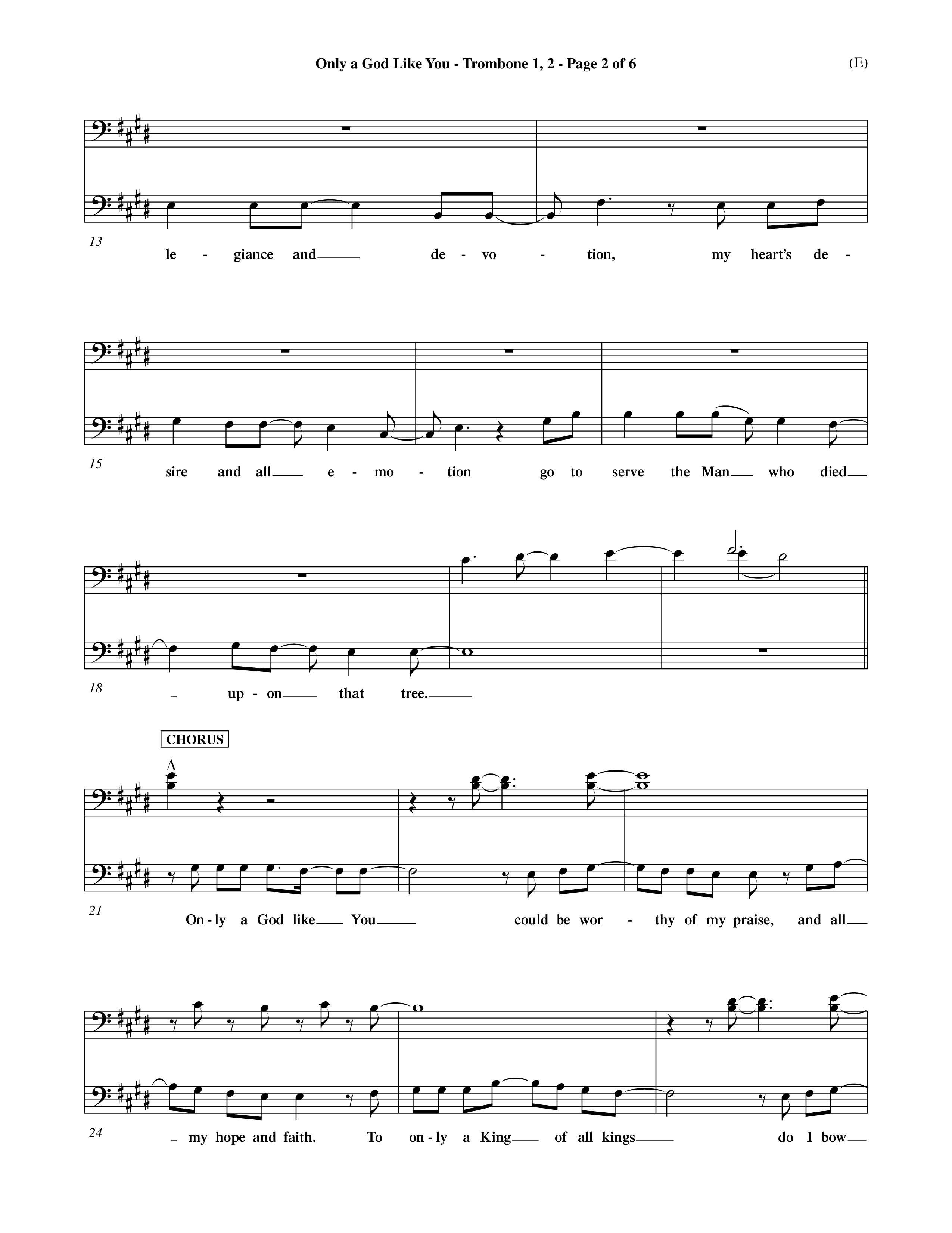 Only A God Like You (Choral Anthem SATB) Trombone 1/2 (Word Music Choral / Orch. Dave Williamson)