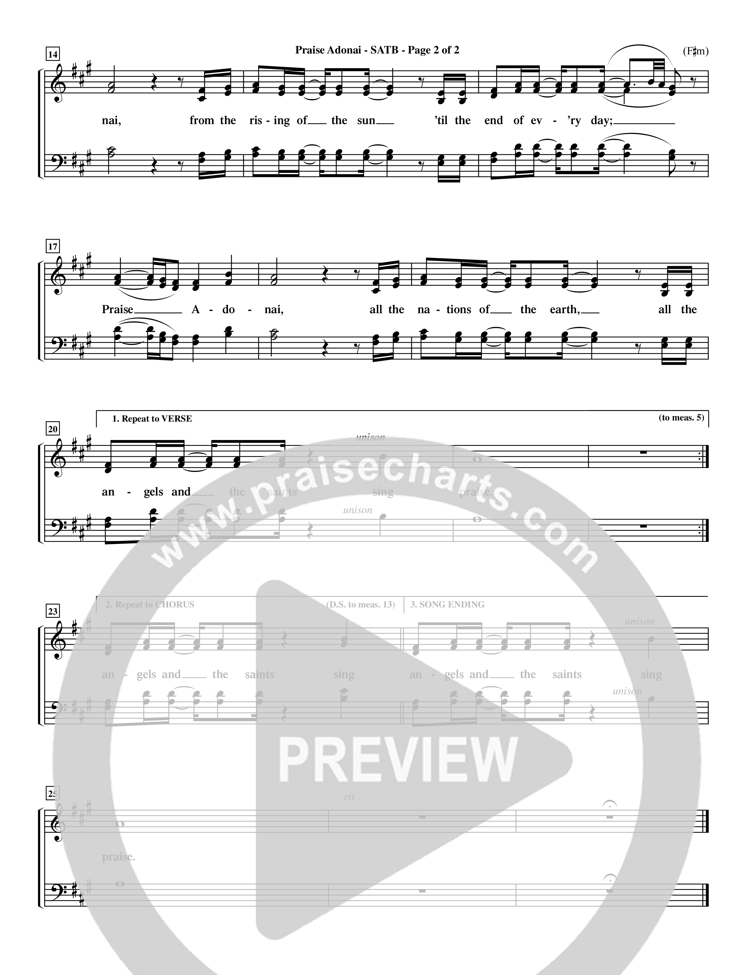 Praise Adonai (Choral Anthem SATB) Choir Sheet (SATB) (Word Music Choral / Orch. Dave Williamson)