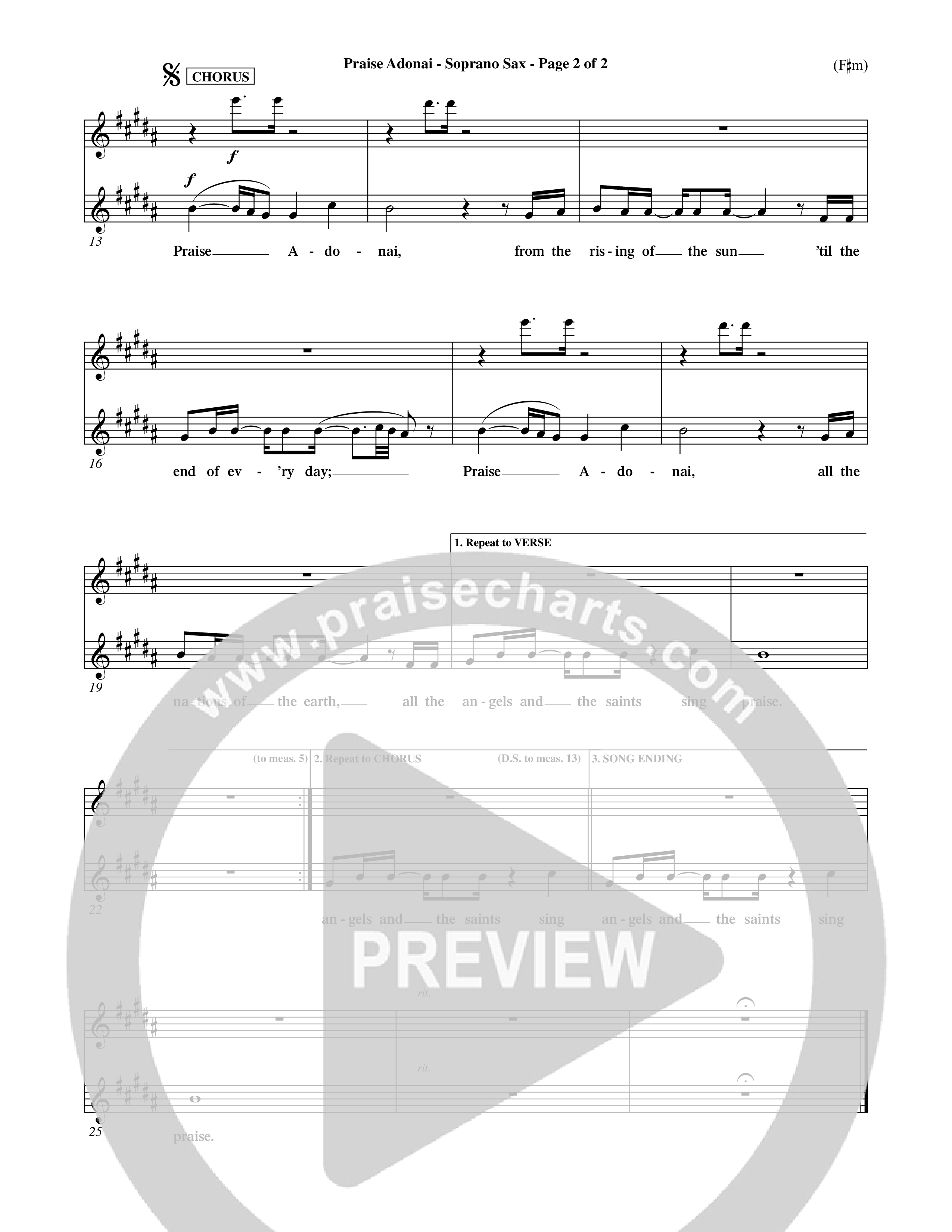 Praise Adonai (Choral Anthem SATB) Saxophone (Word Music Choral / Orch. Dave Williamson)