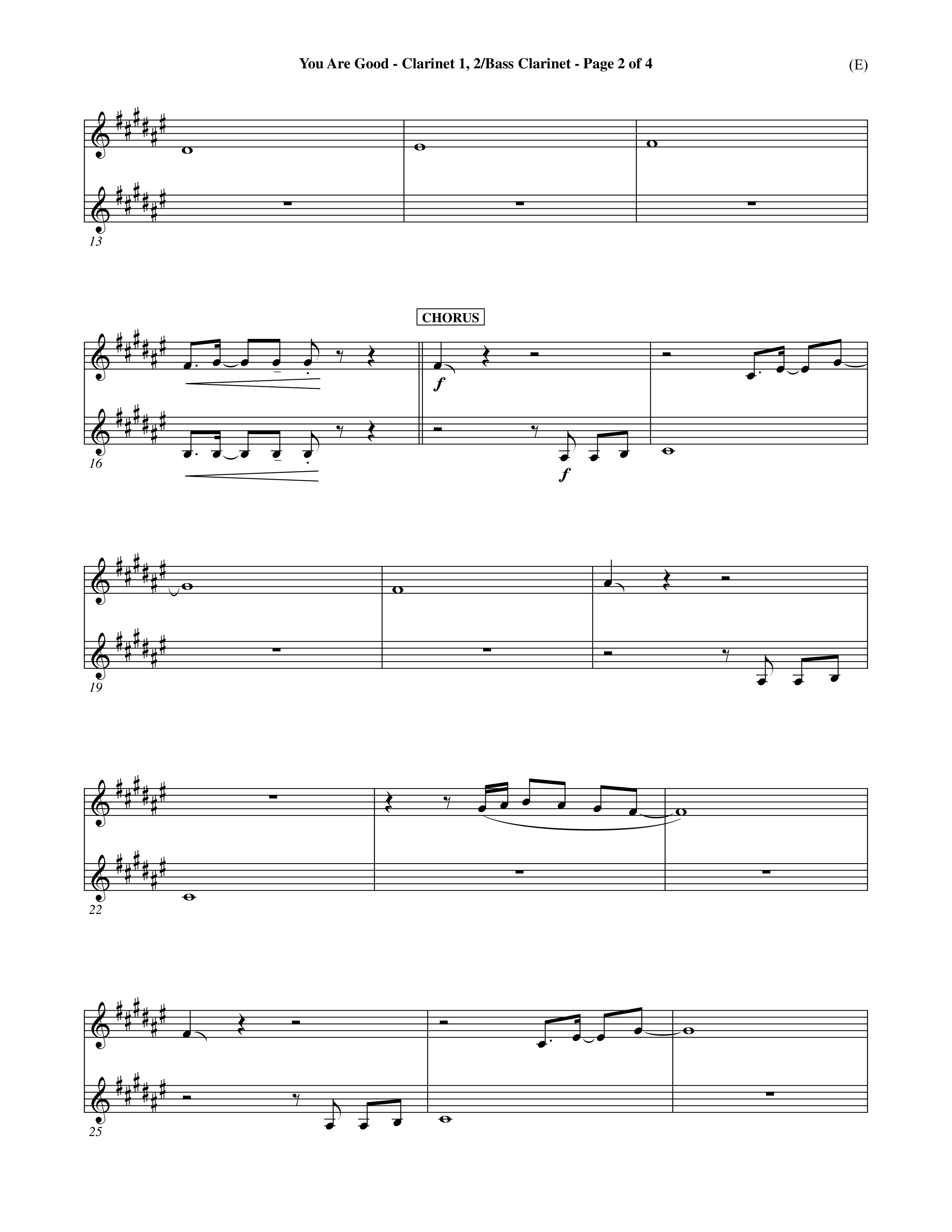 You Are Good (Choral Anthem SATB) Clarinet 1/2, Bass Clarinet (Word Music Choral / Orch. Dave Williamson)
