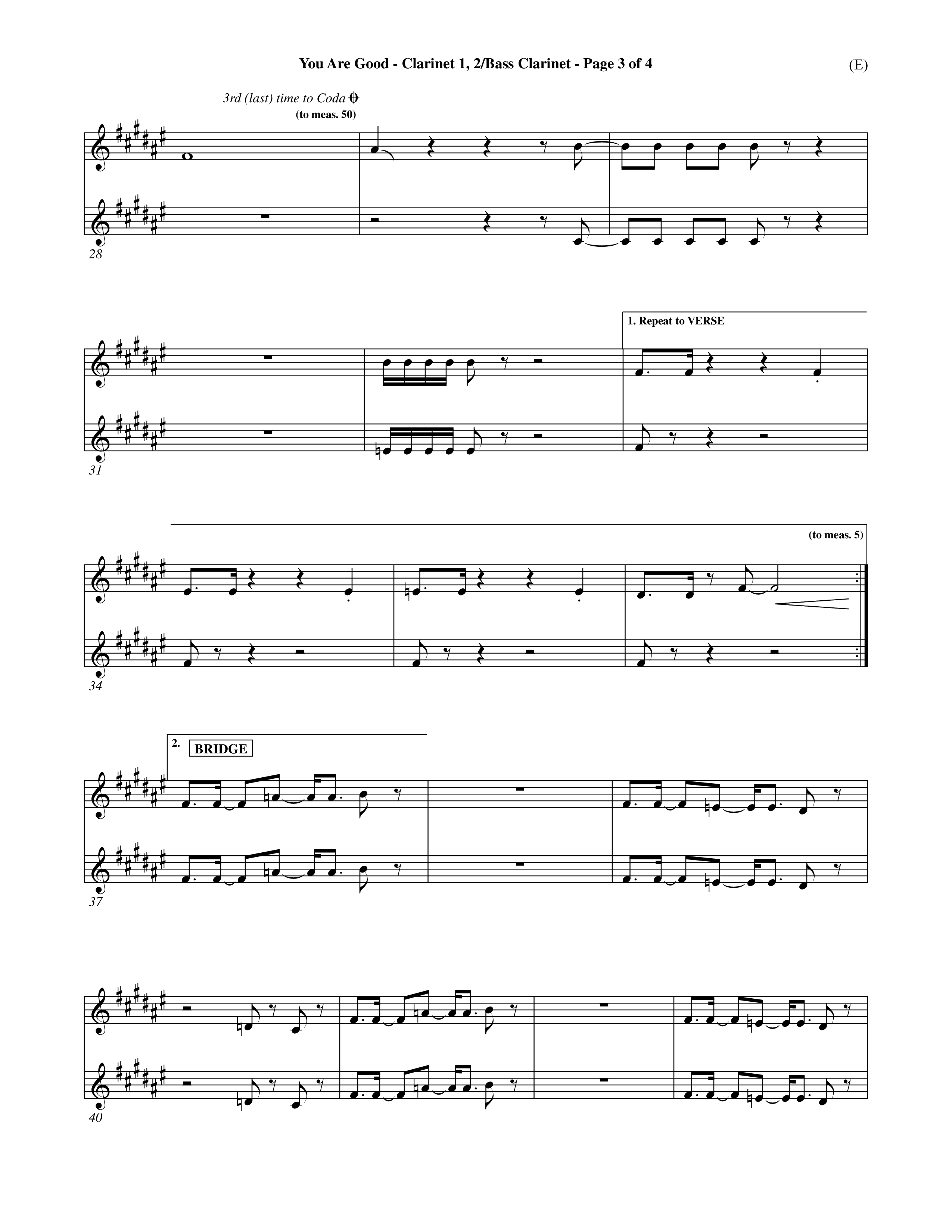 You Are Good (Choral Anthem SATB) Clarinet 1/2, Bass Clarinet (Word Music Choral / Orch. Dave Williamson)
