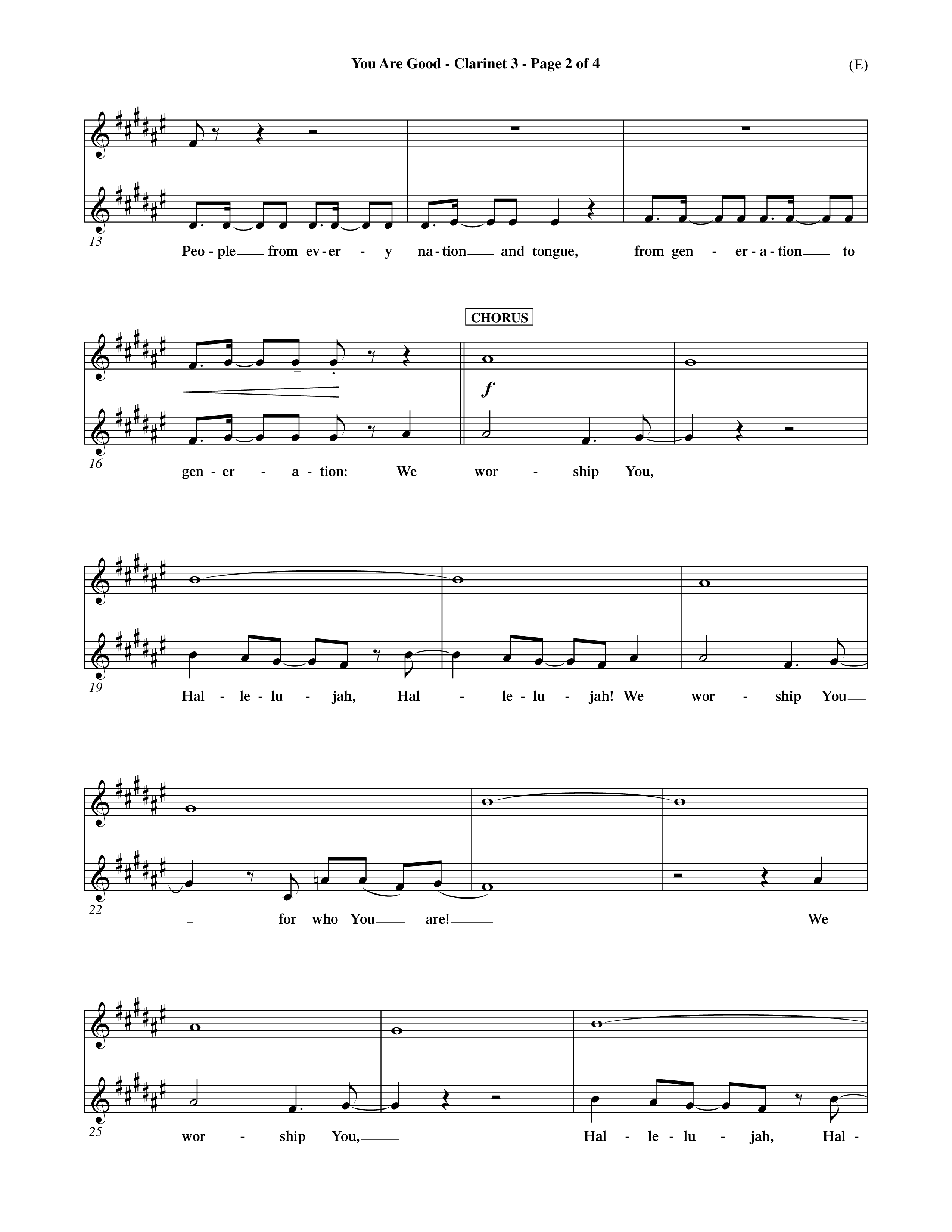 You Are Good (Choral Anthem SATB) Clarinet 3 (Word Music Choral / Orch. Dave Williamson)