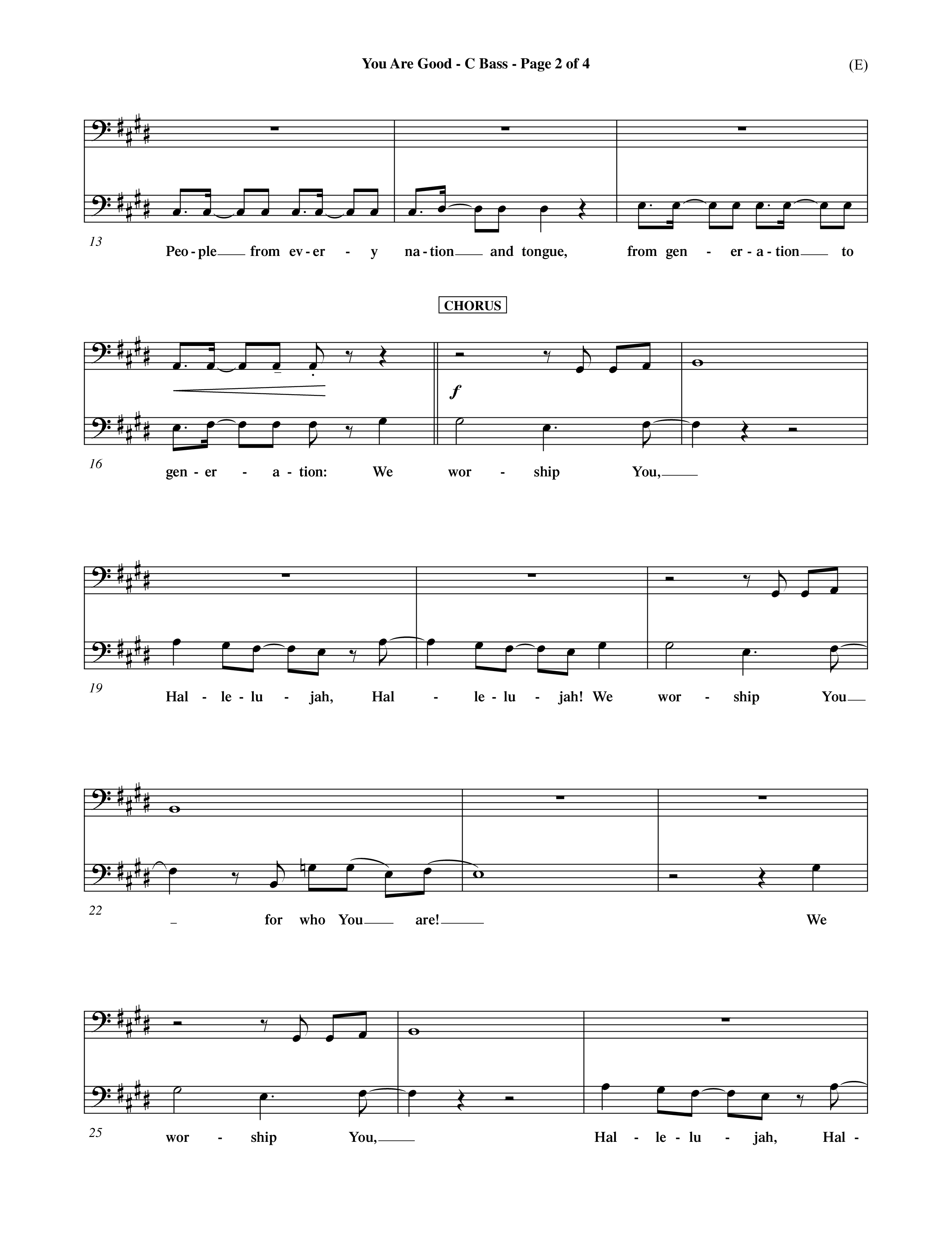 You Are Good (Choral Anthem SATB) Contrabass (Word Music Choral / Orch. Dave Williamson)