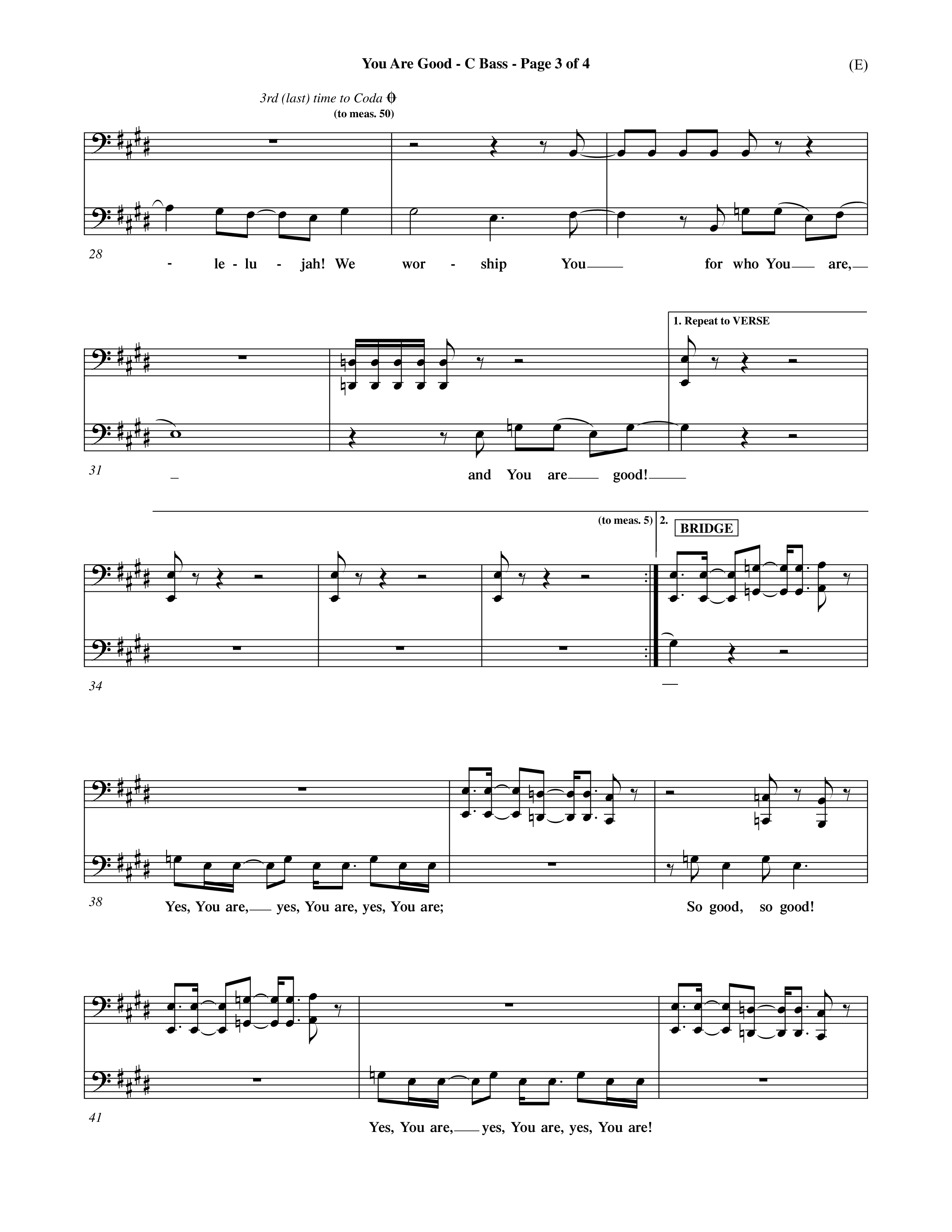 You Are Good (Choral Anthem SATB) Contrabass (Word Music Choral / Orch. Dave Williamson)