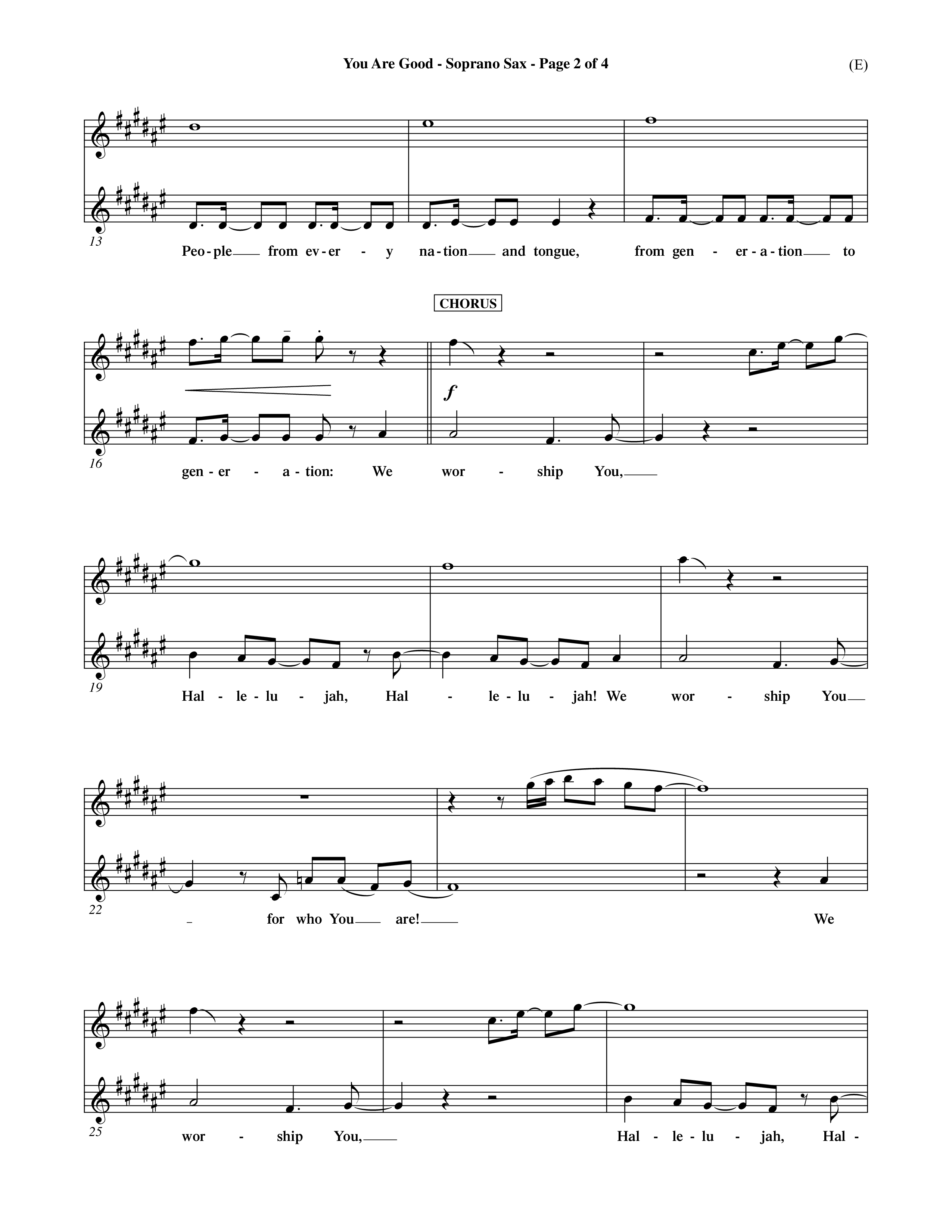 You Are Good (Choral Anthem SATB) Saxophone (Word Music Choral / Orch. Dave Williamson)