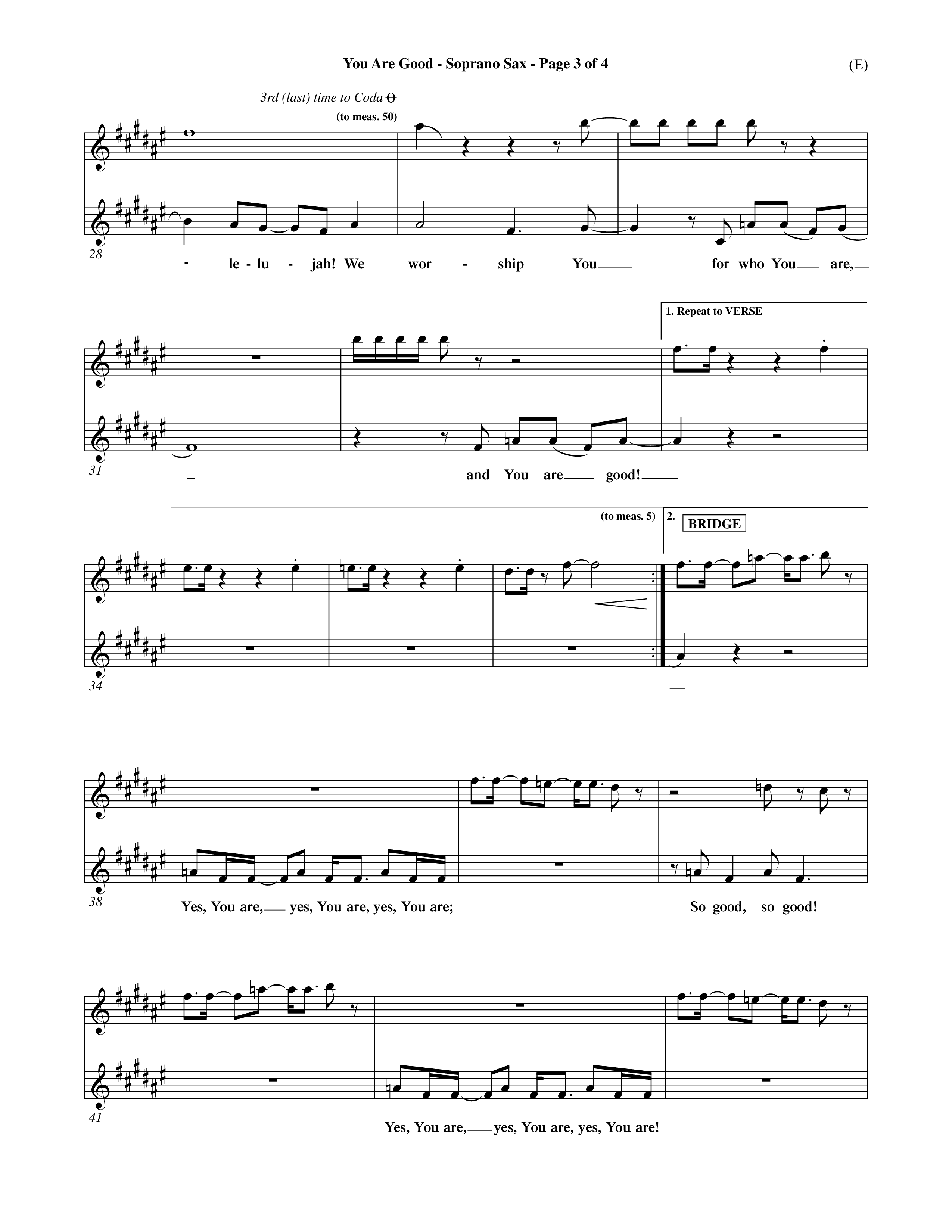 You Are Good (Choral Anthem SATB) Saxophone (Word Music Choral / Orch. Dave Williamson)