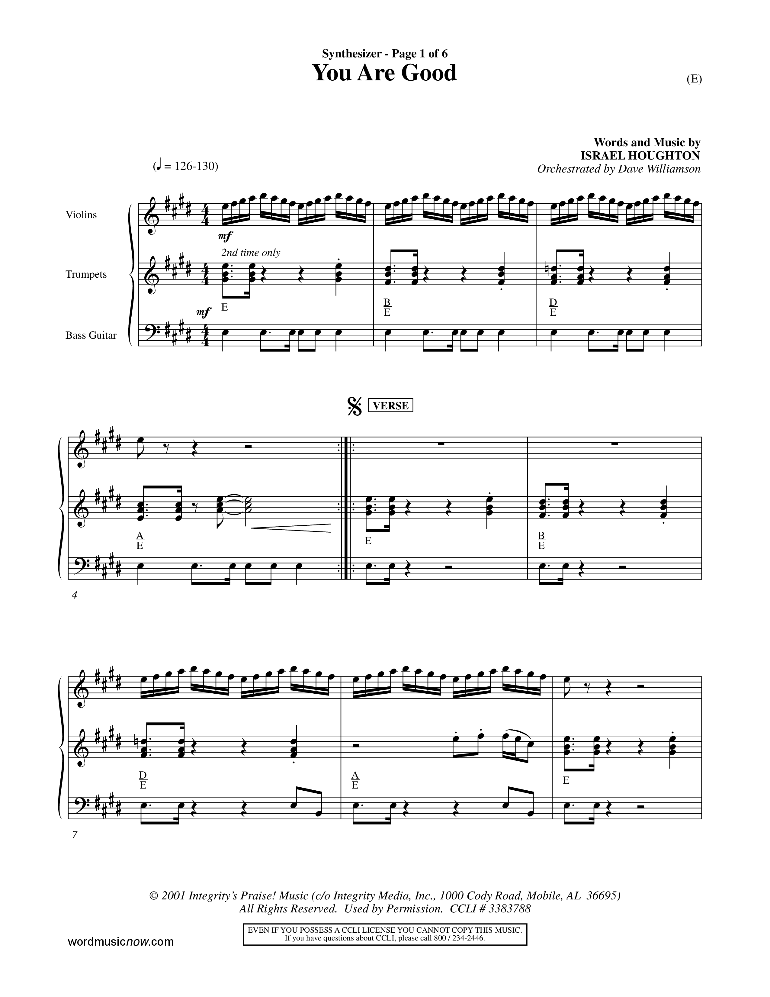 You Are Good (Choral Anthem SATB) Synth (Word Music Choral / Orch. Dave Williamson)