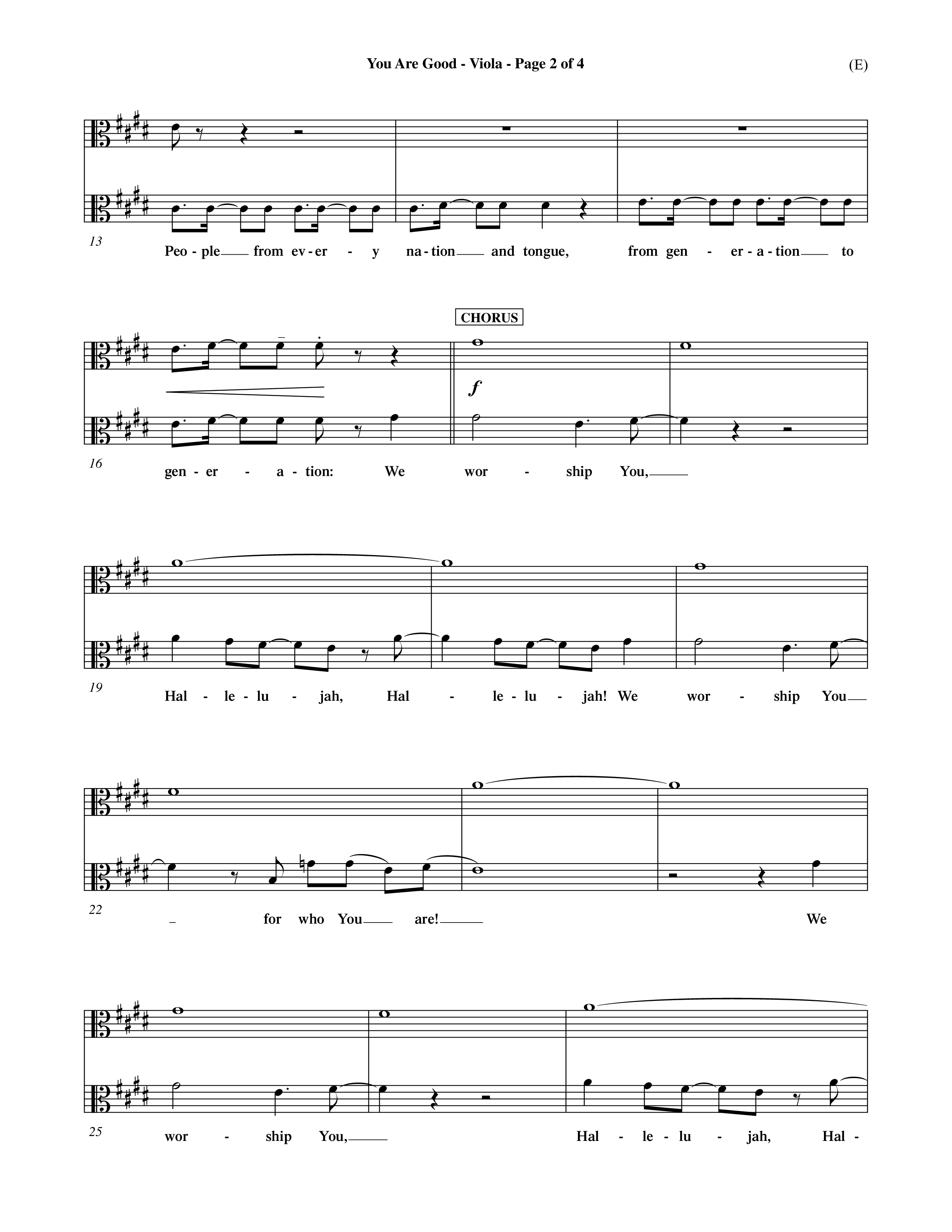 You Are Good (Choral Anthem SATB) Viola (Word Music Choral / Orch. Dave Williamson)