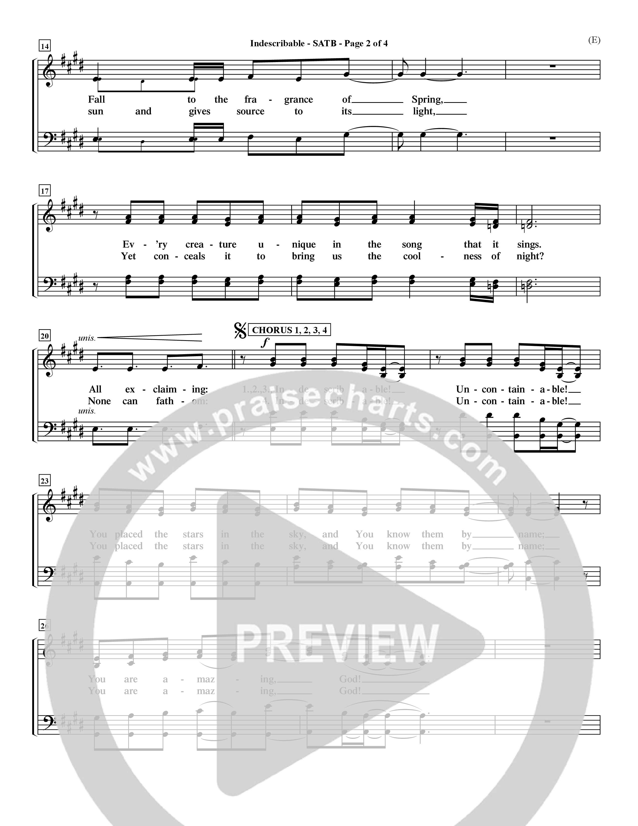 Indescribable (Choral Anthem SATB) Choir Sheet (SATB) (Word Music Choral / Orch. Jim Gray)