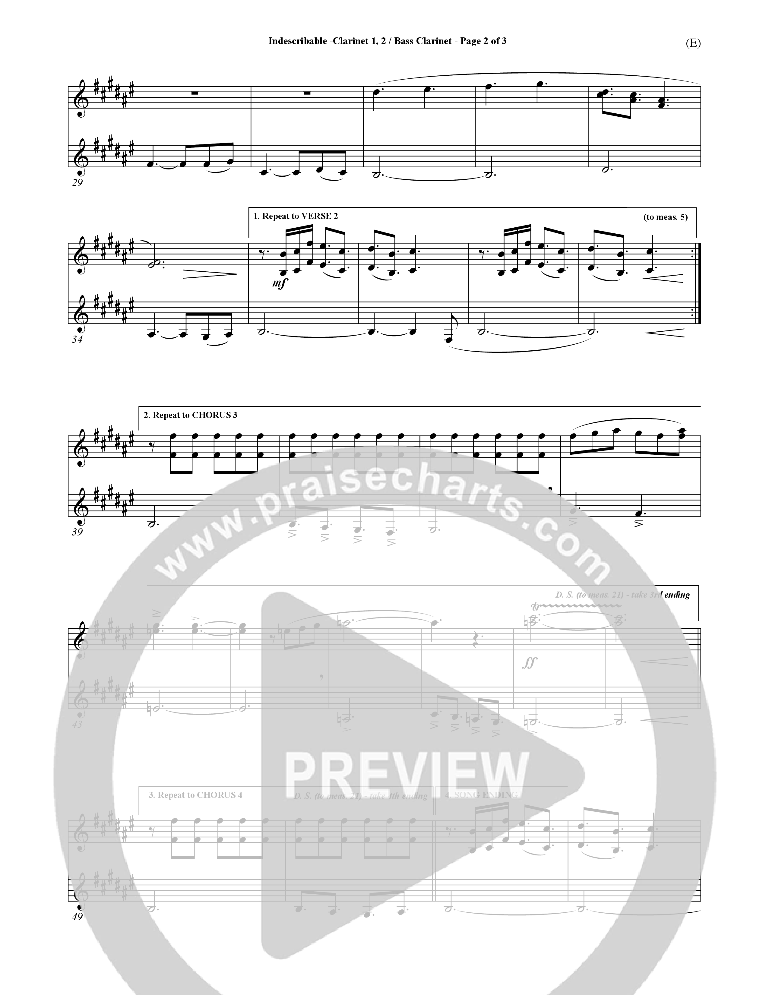 Indescribable (Choral Anthem SATB) Clarinet (Word Music Choral / Orch. Jim Gray)