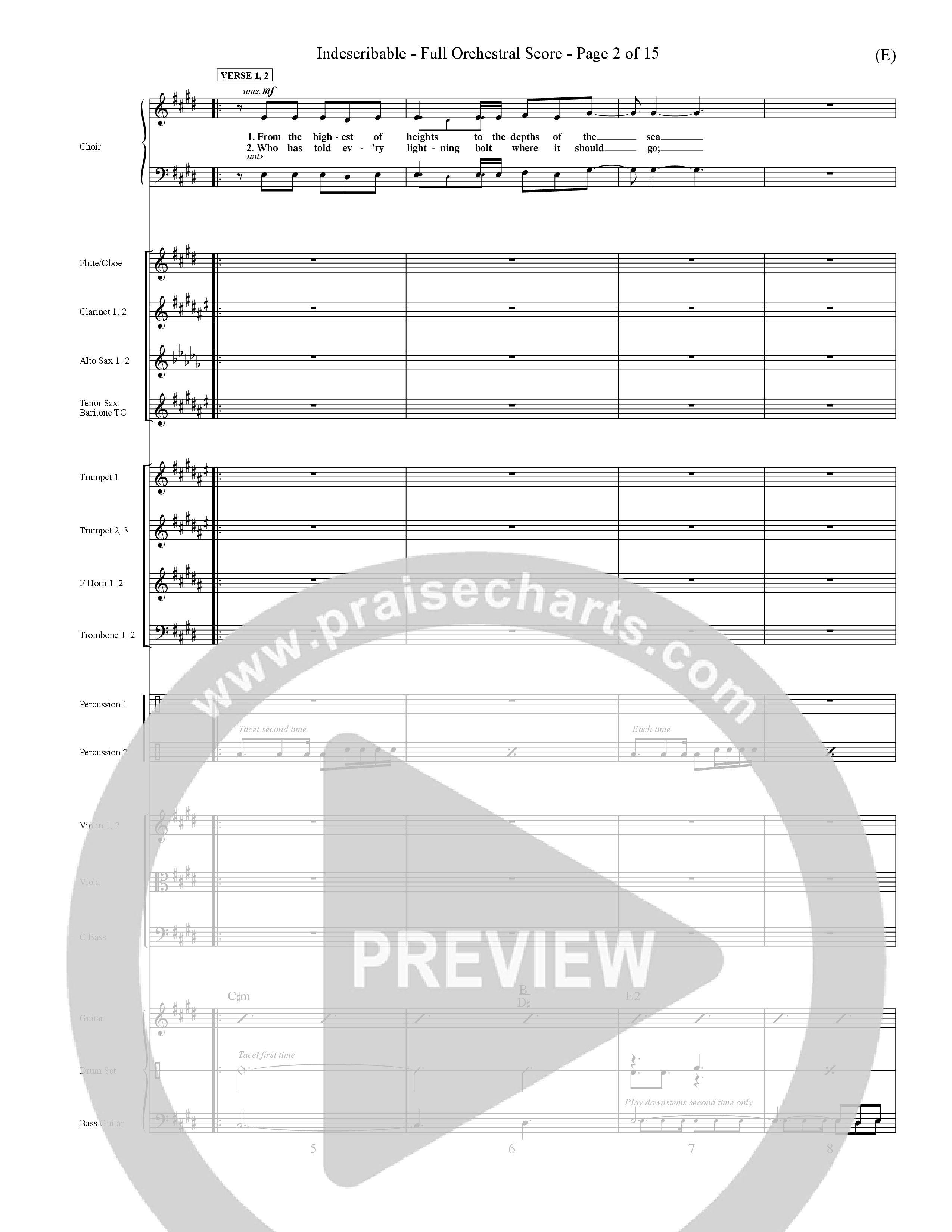 Indescribable (Choral Anthem SATB) Orchestration (Word Music Choral / Orch. Jim Gray)