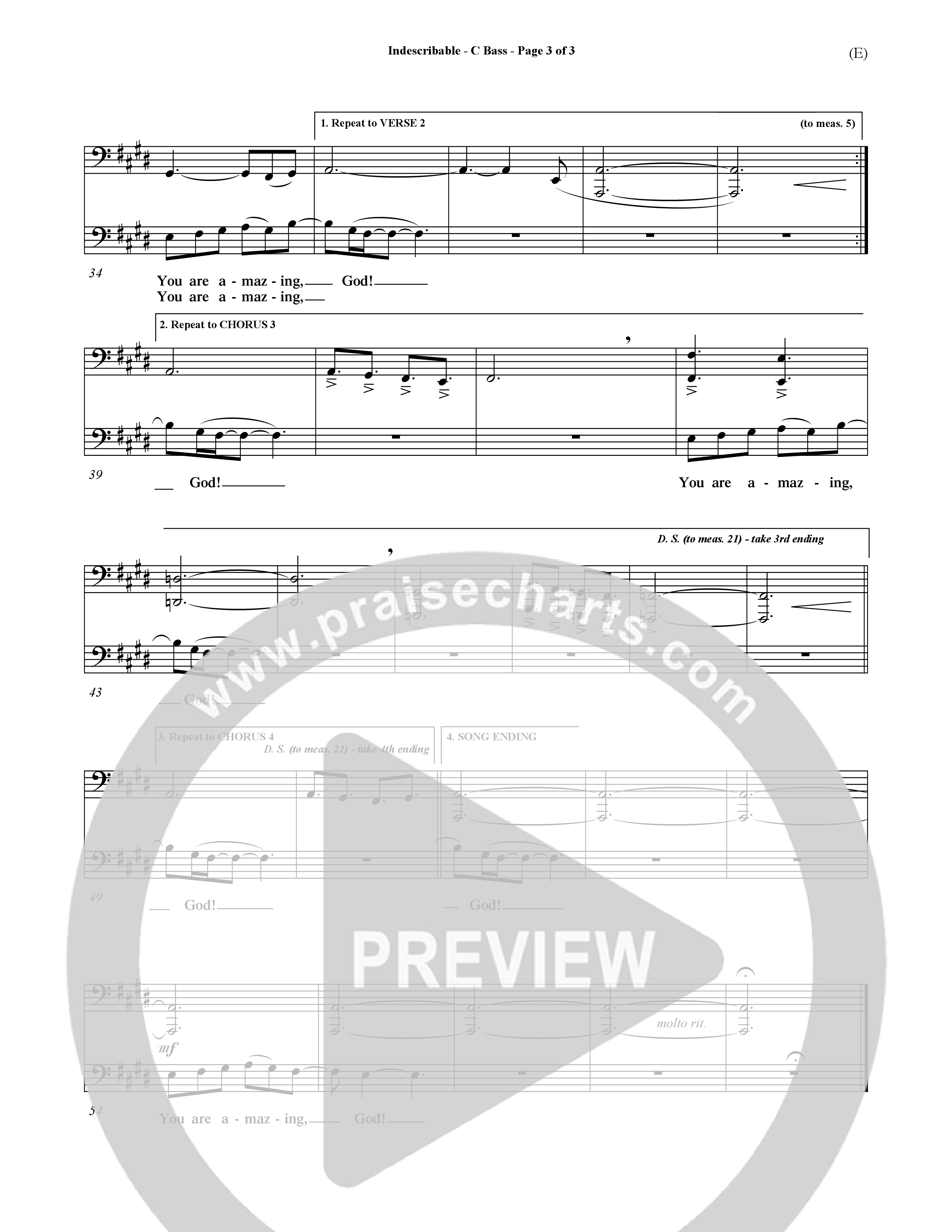 Indescribable (Choral Anthem SATB) Contrabass (Word Music Choral / Orch. Jim Gray)