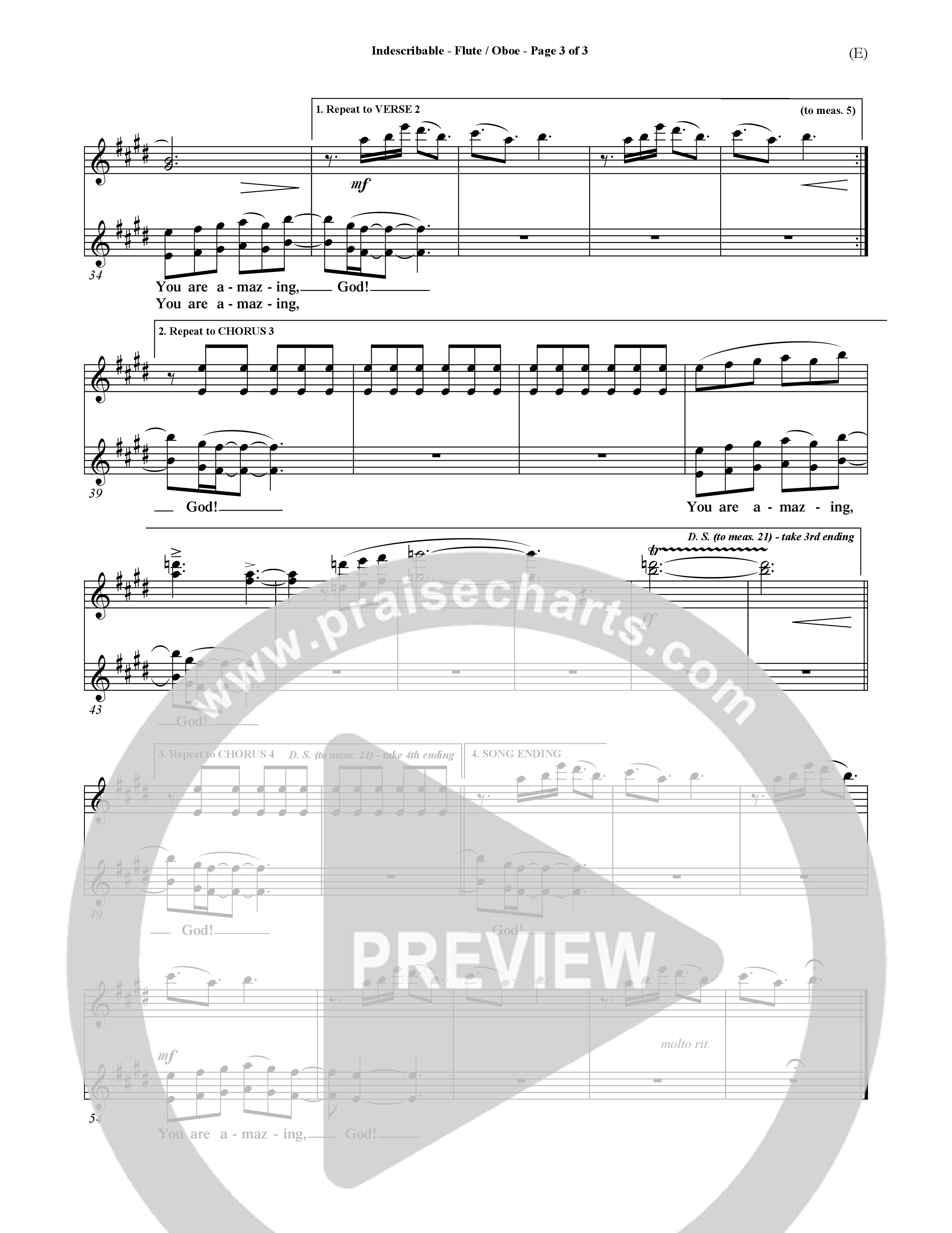 Indescribable (Choral Anthem SATB) Flute/Oboe (Word Music Choral / Orch. Jim Gray)