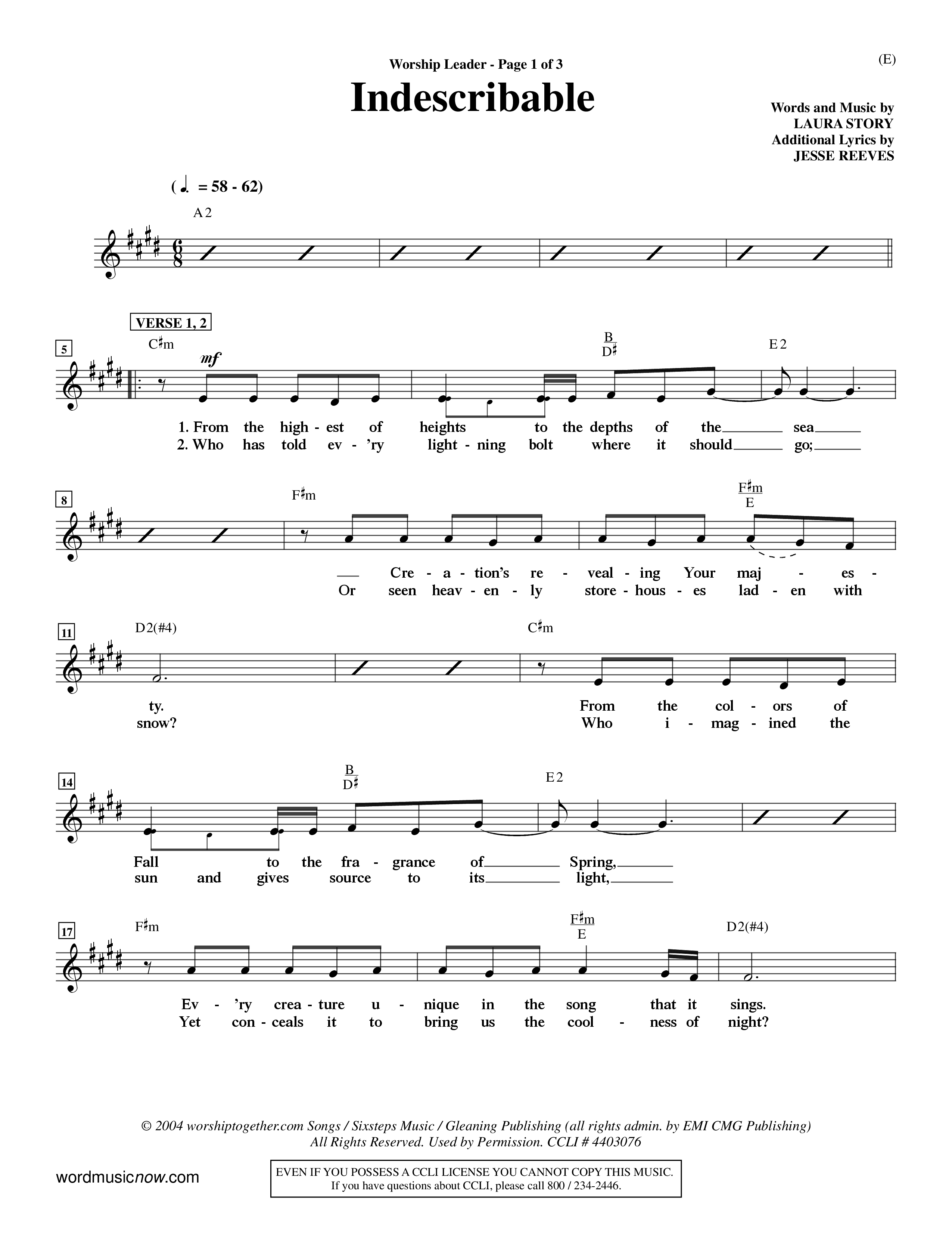 Indescribable (Choral Anthem SATB) Rhythm Pack (Word Music Choral / Orch. Jim Gray)
