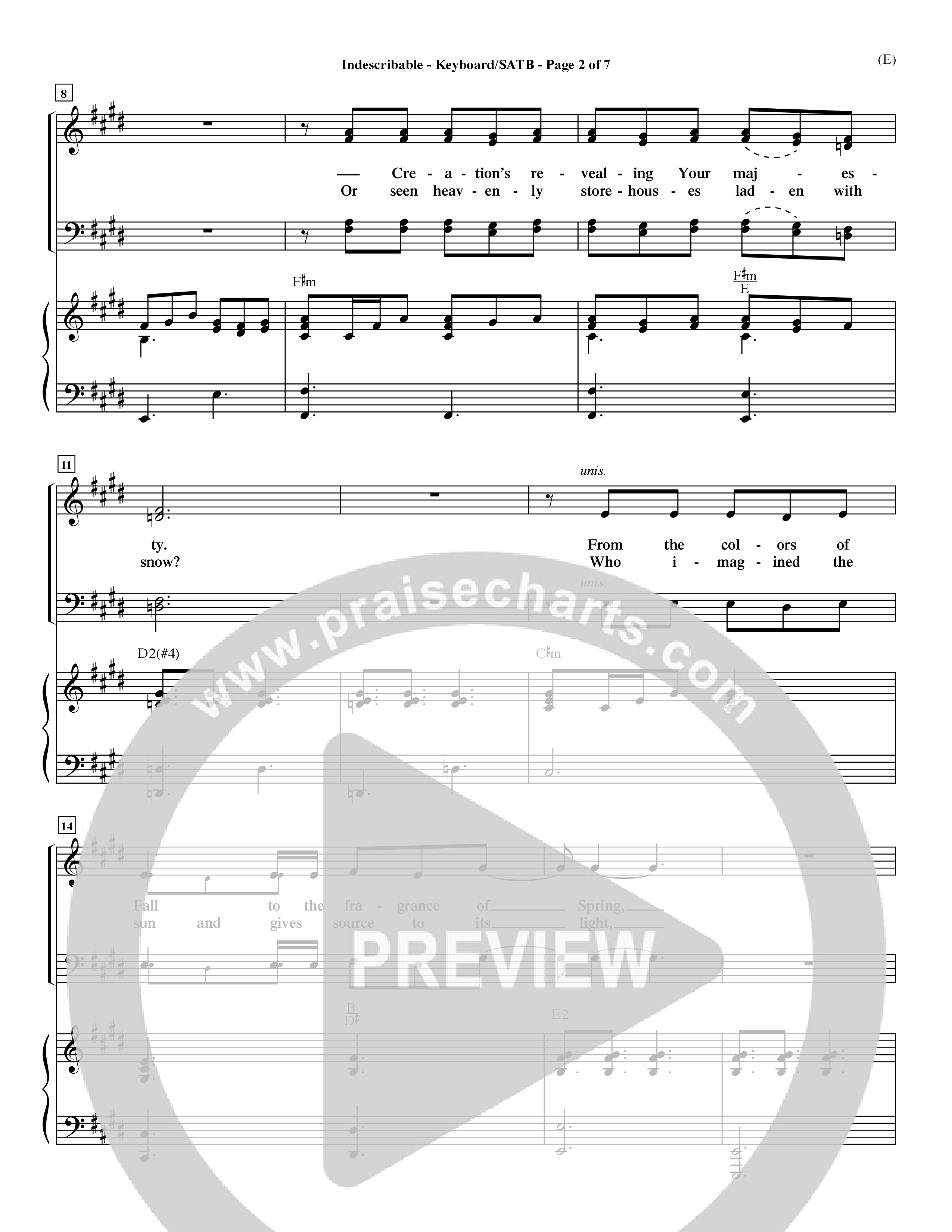 Indescribable (Choral Anthem SATB) Keyboard/Vocal (SATB) (Word Music Choral / Orch. Jim Gray)