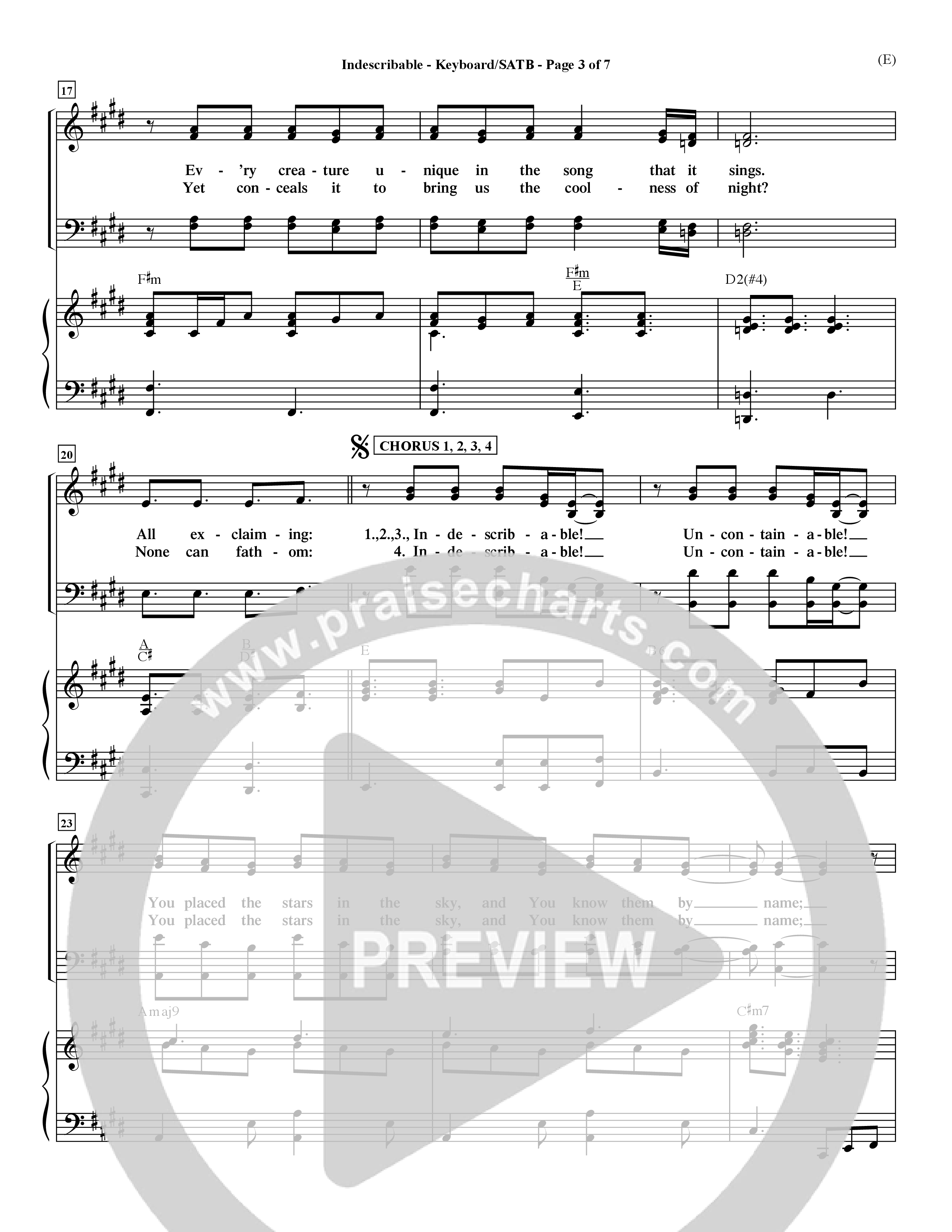 Indescribable (Choral Anthem SATB) Keyboard/Vocal (SATB) (Word Music Choral / Orch. Jim Gray)