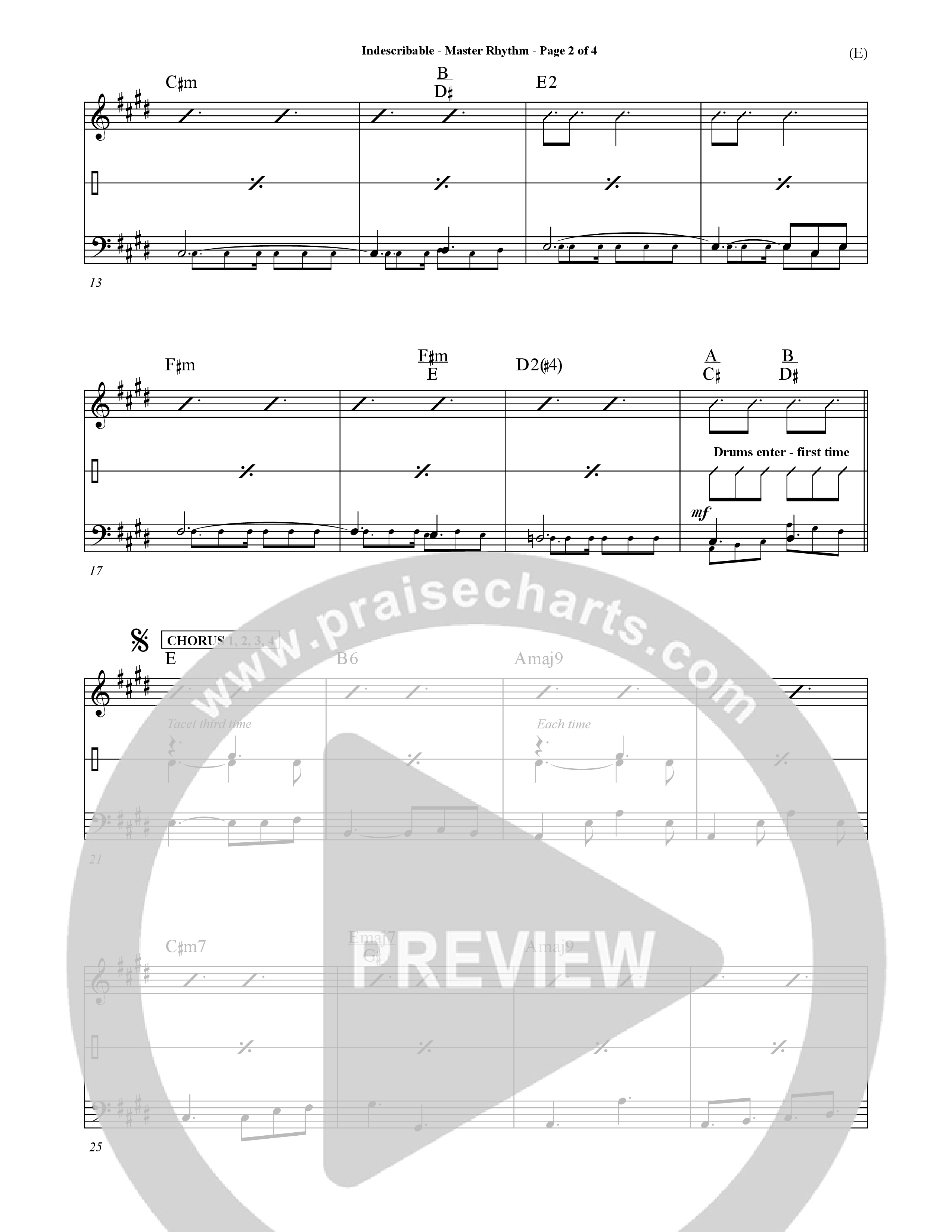 Indescribable (Choral Anthem SATB) Rhythm Chart (Word Music Choral / Orch. Jim Gray)