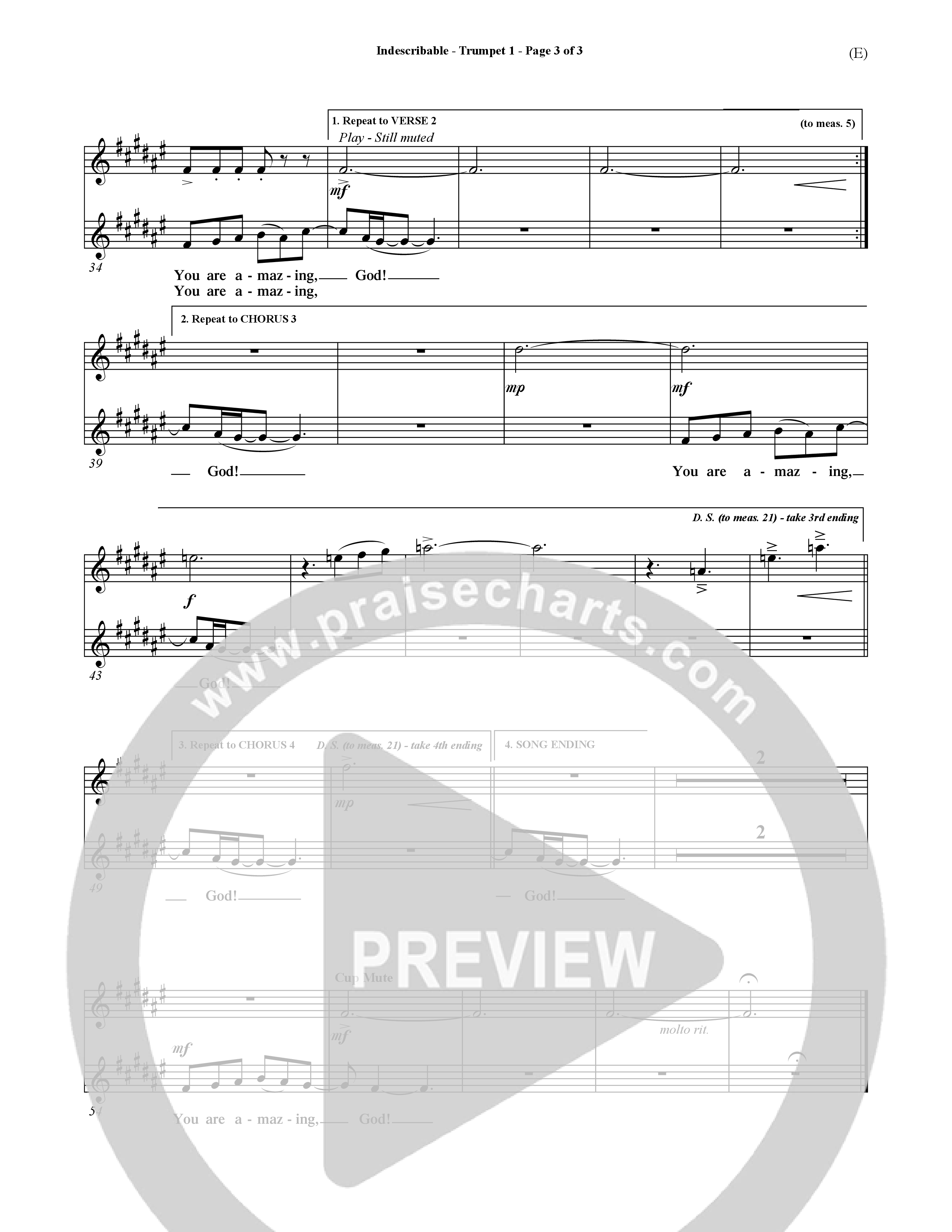 Indescribable (Choral Anthem SATB) Trumpet (Word Music Choral / Orch. Jim Gray)