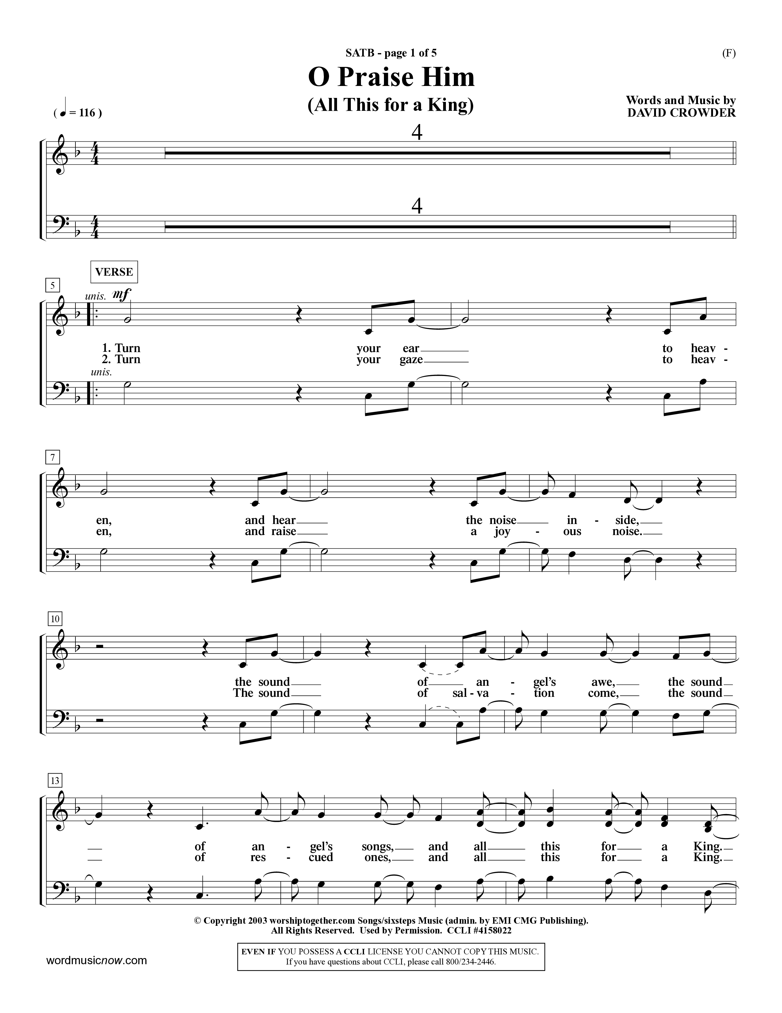 O Praise Him (Choral Anthem SATB) Choir Sheet (SATB) (Word Music Choral / Orch. David Winkler)