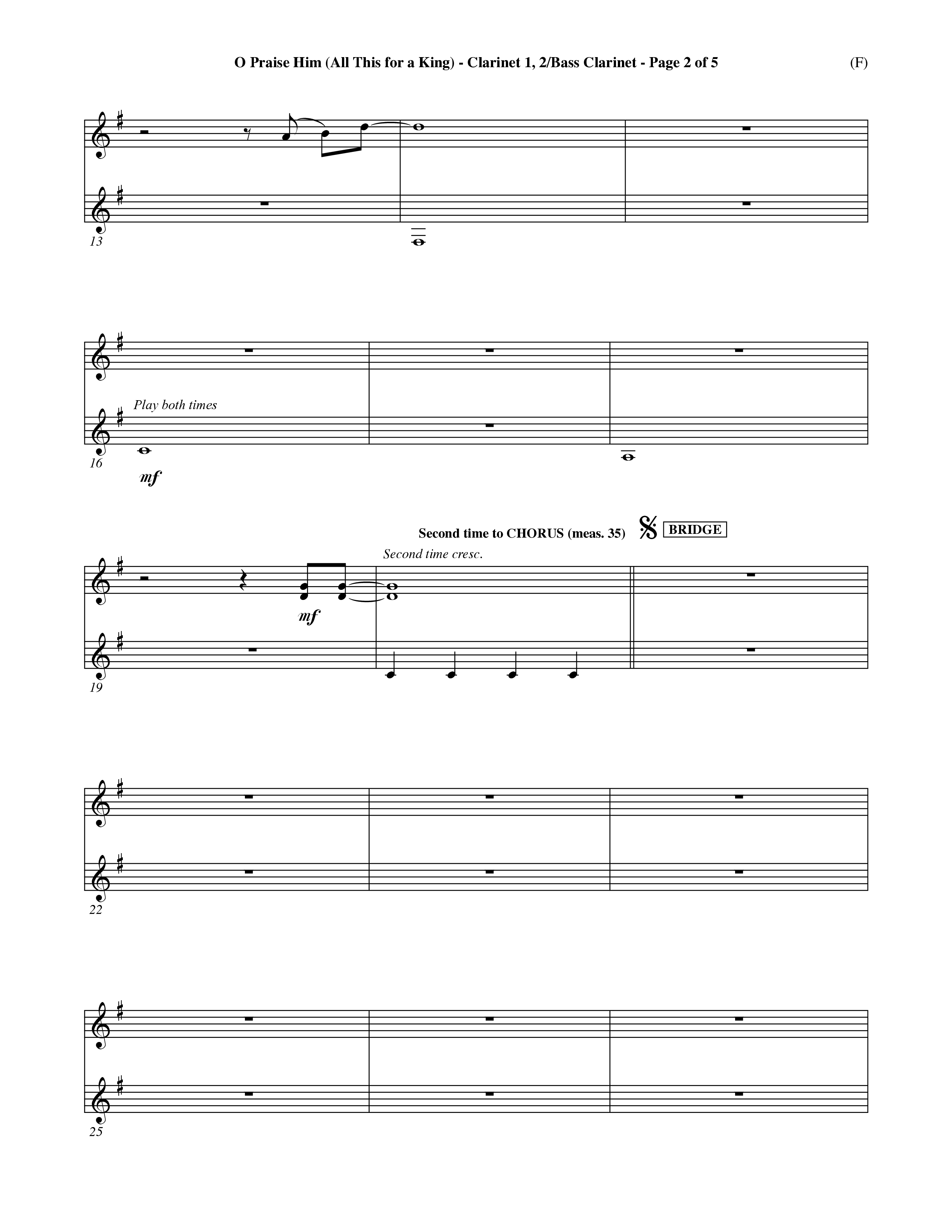 O Praise Him (Choral Anthem SATB) Clarinet 1/2, Bass Clarinet (Word Music Choral / Orch. David Winkler)