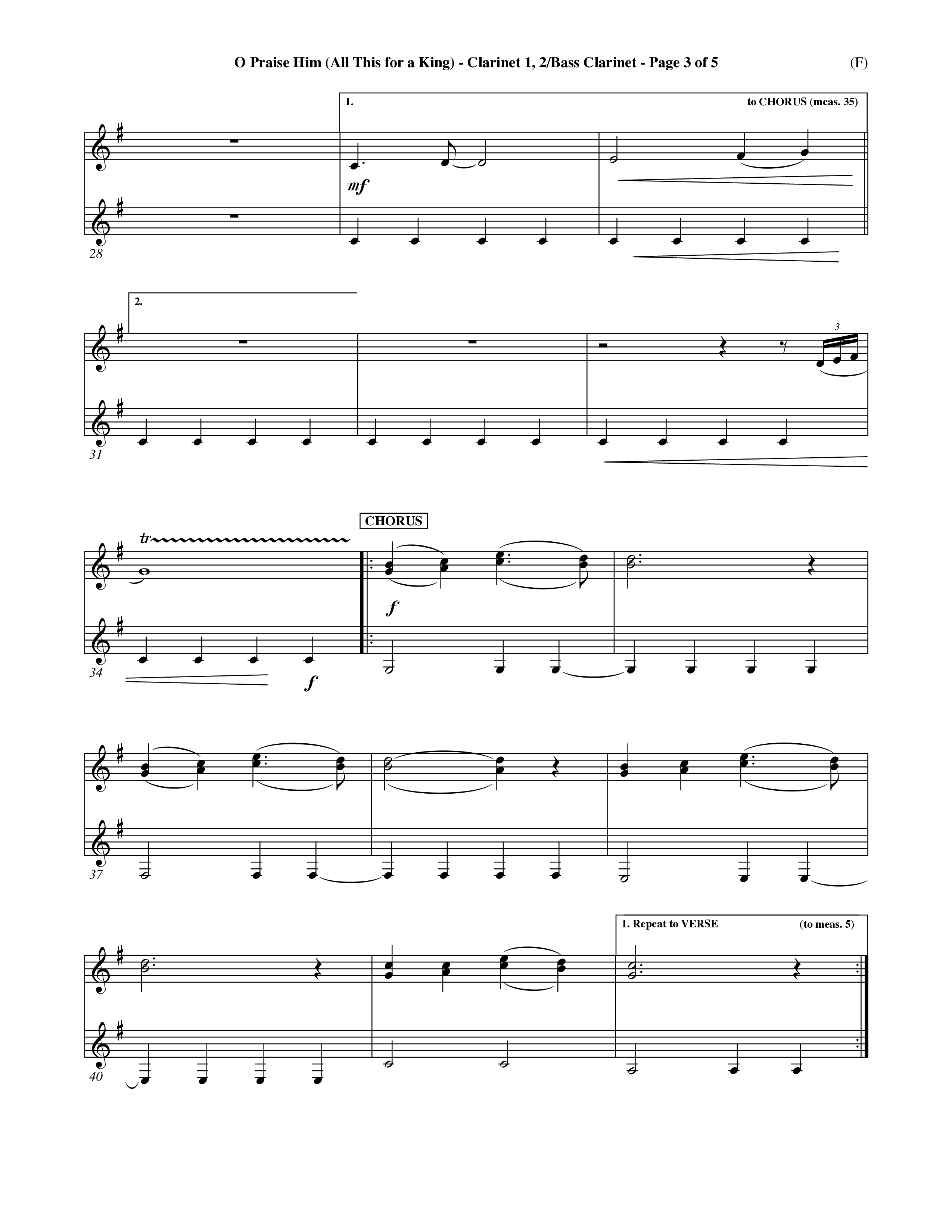 O Praise Him (Choral Anthem SATB) Clarinet 1/2, Bass Clarinet (Word Music Choral / Orch. David Winkler)