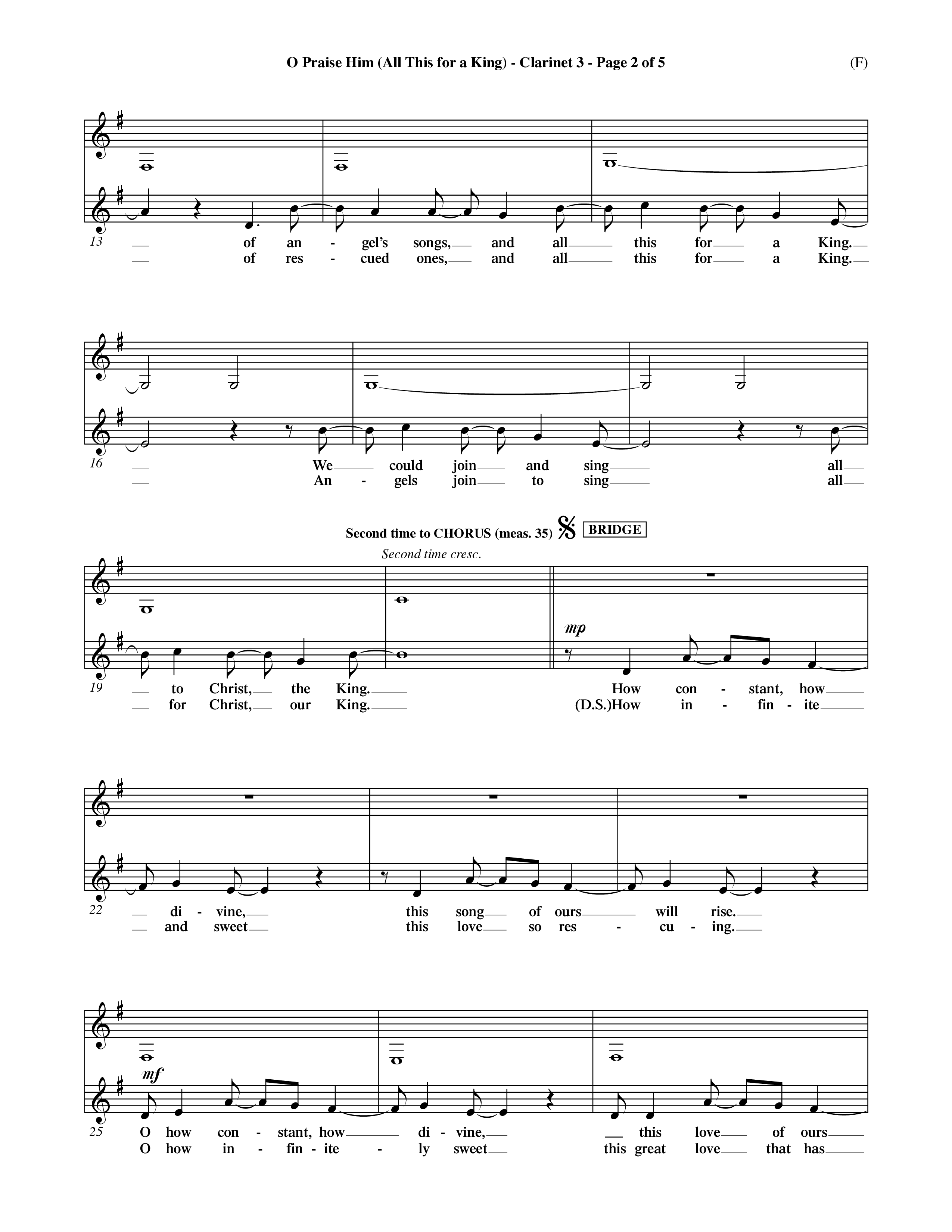 O Praise Him (Choral Anthem SATB) Clarinet 3 (Word Music Choral / Orch. David Winkler)