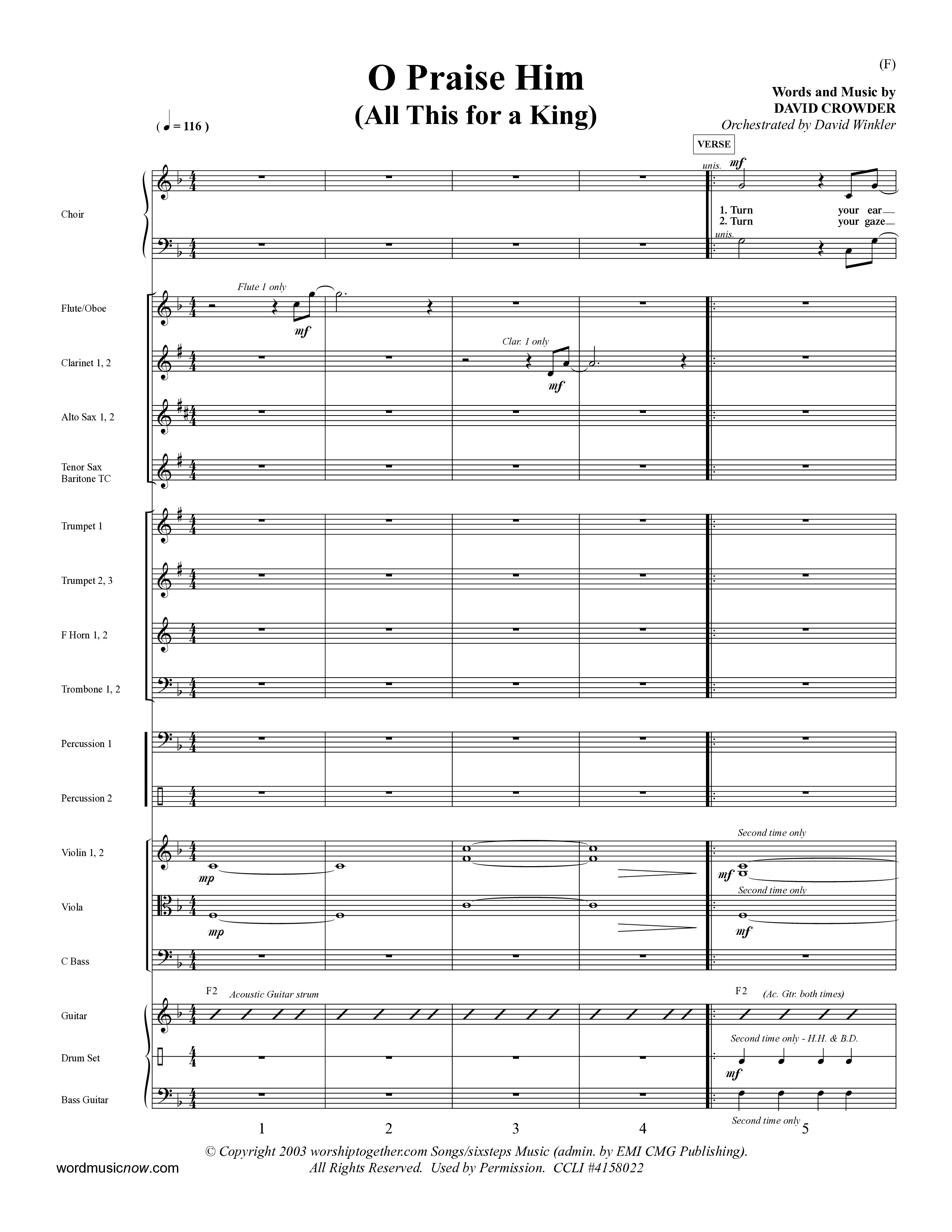 O Praise Him (Choral Anthem SATB) Orchestration (Word Music Choral / Orch. David Winkler)